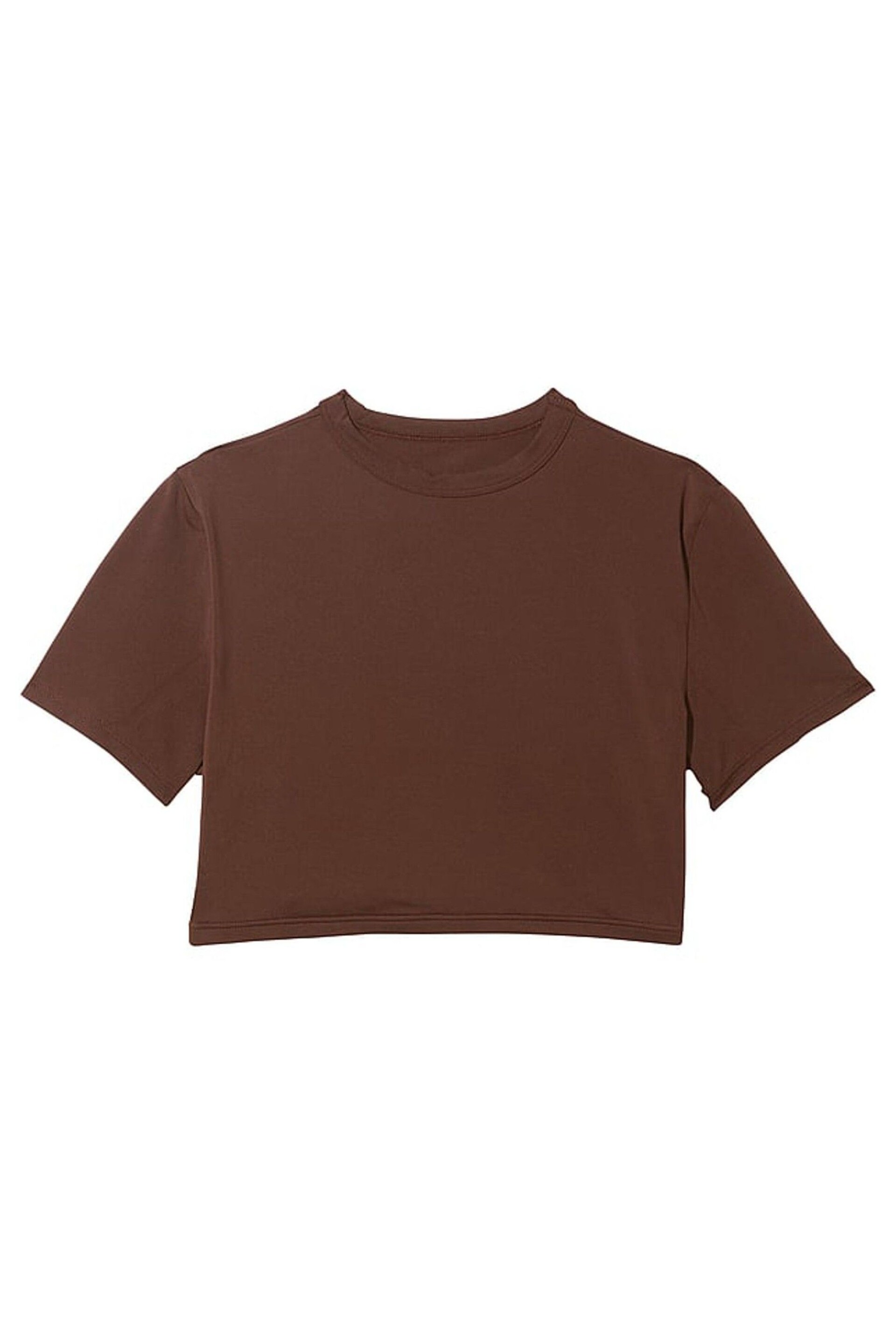 Victoria's Secret PINK Dark Brown Soft Stretch Cropped T-Shirt - Image 3 of 3