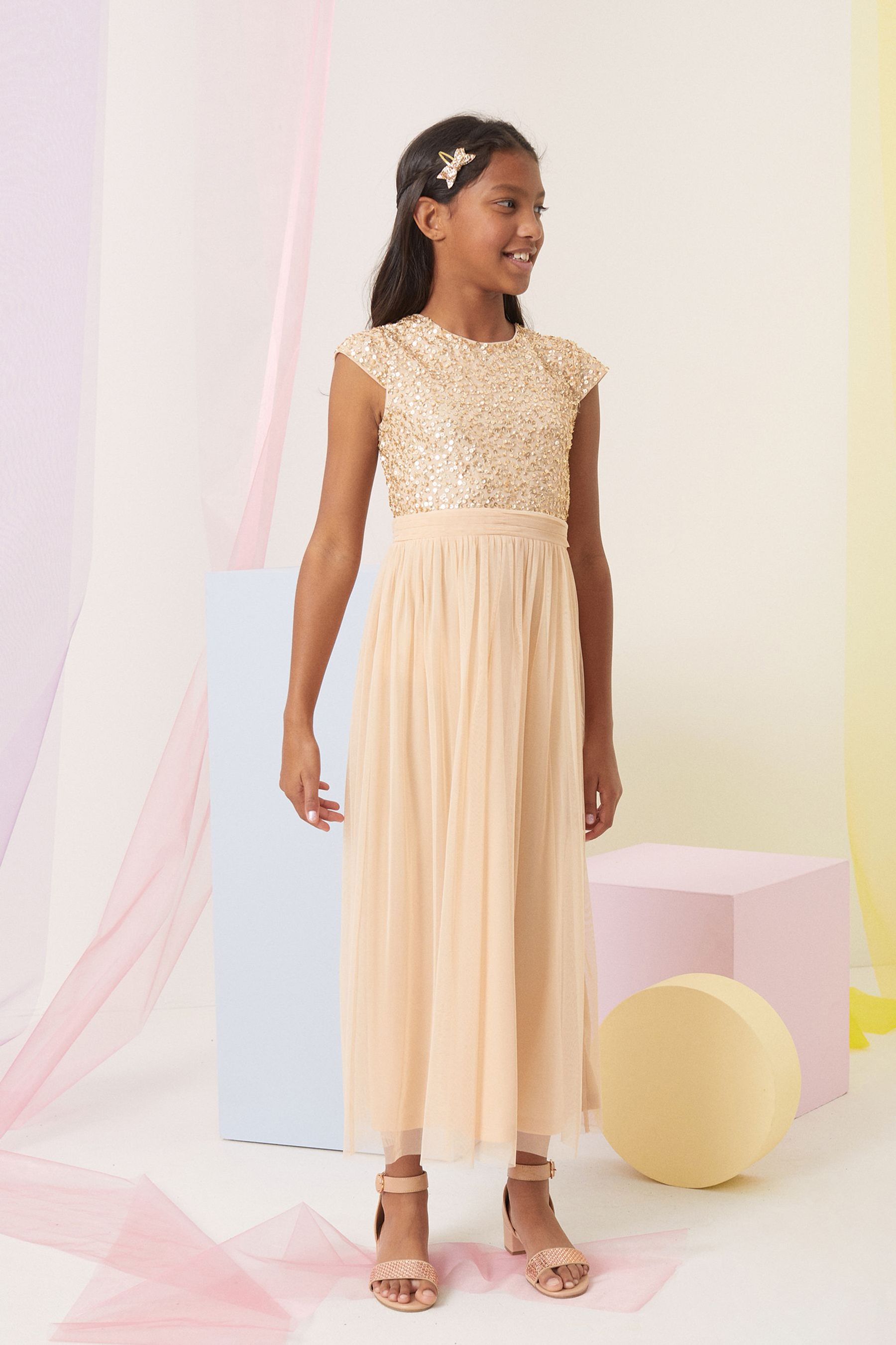 Buy Lipsy Champagne Sequin Bodice Occasion Maxi Dress from Next Luxembourg