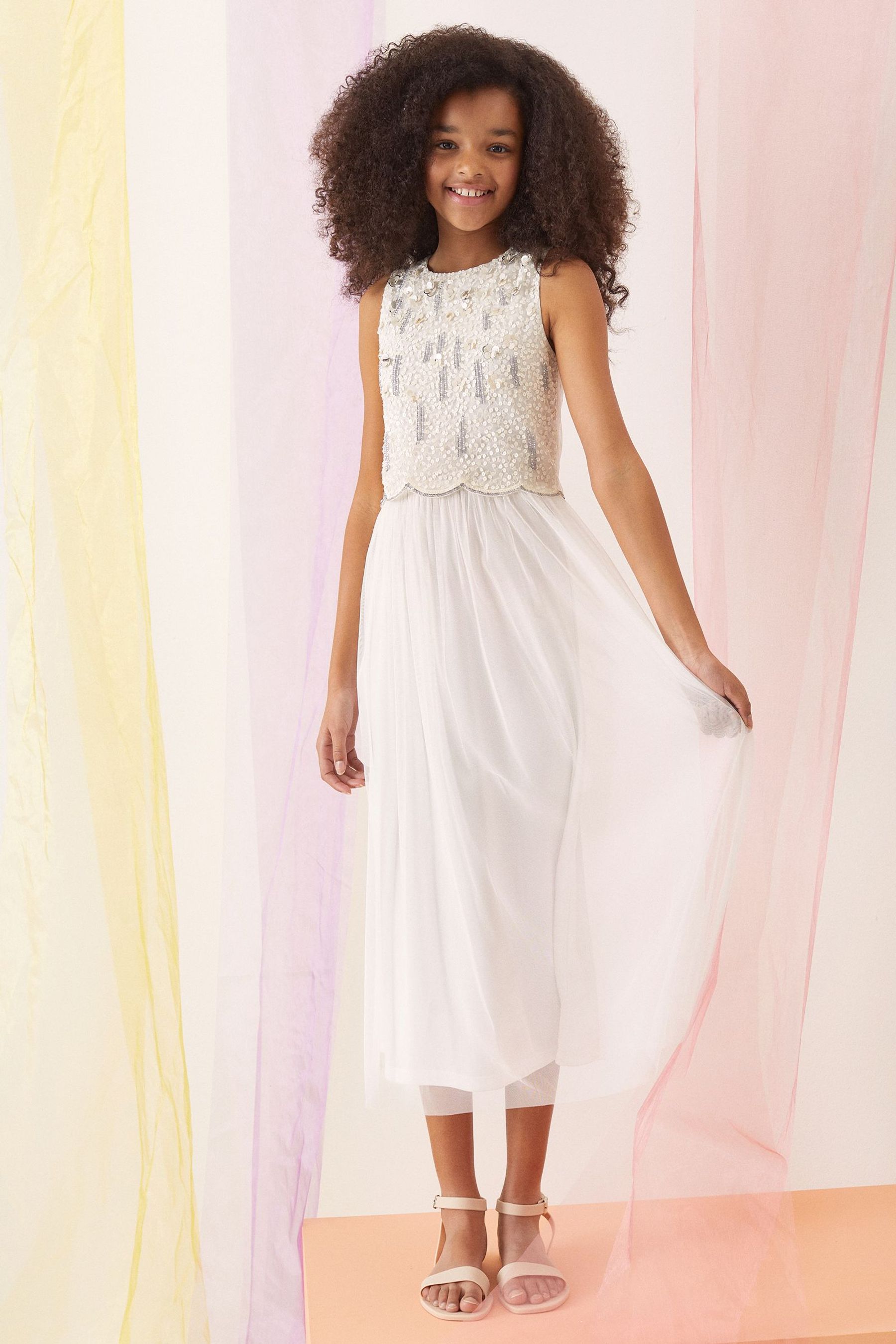 Buy Lipsy Ivory White Sequin Bodice Occasion Maxi Dress from Next Luxembourg