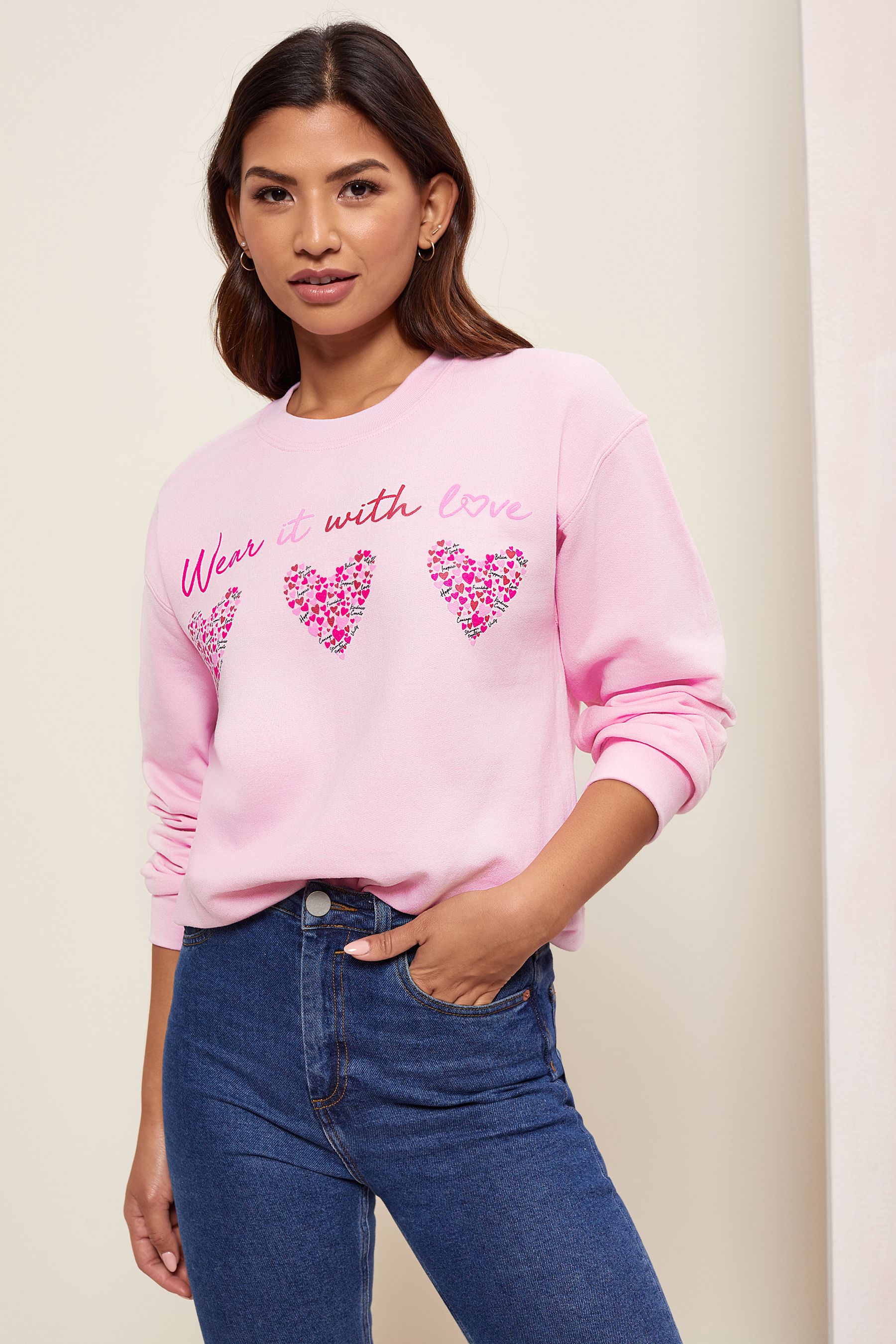 Buy Wear it with Love Pink Hearts Sweatshirt Women s from the Next UK online shop