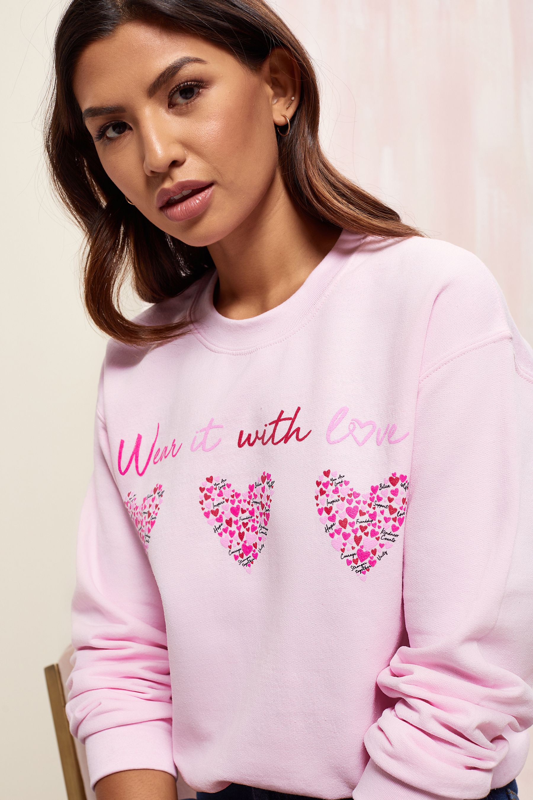 Pink love sweatshirt clearance