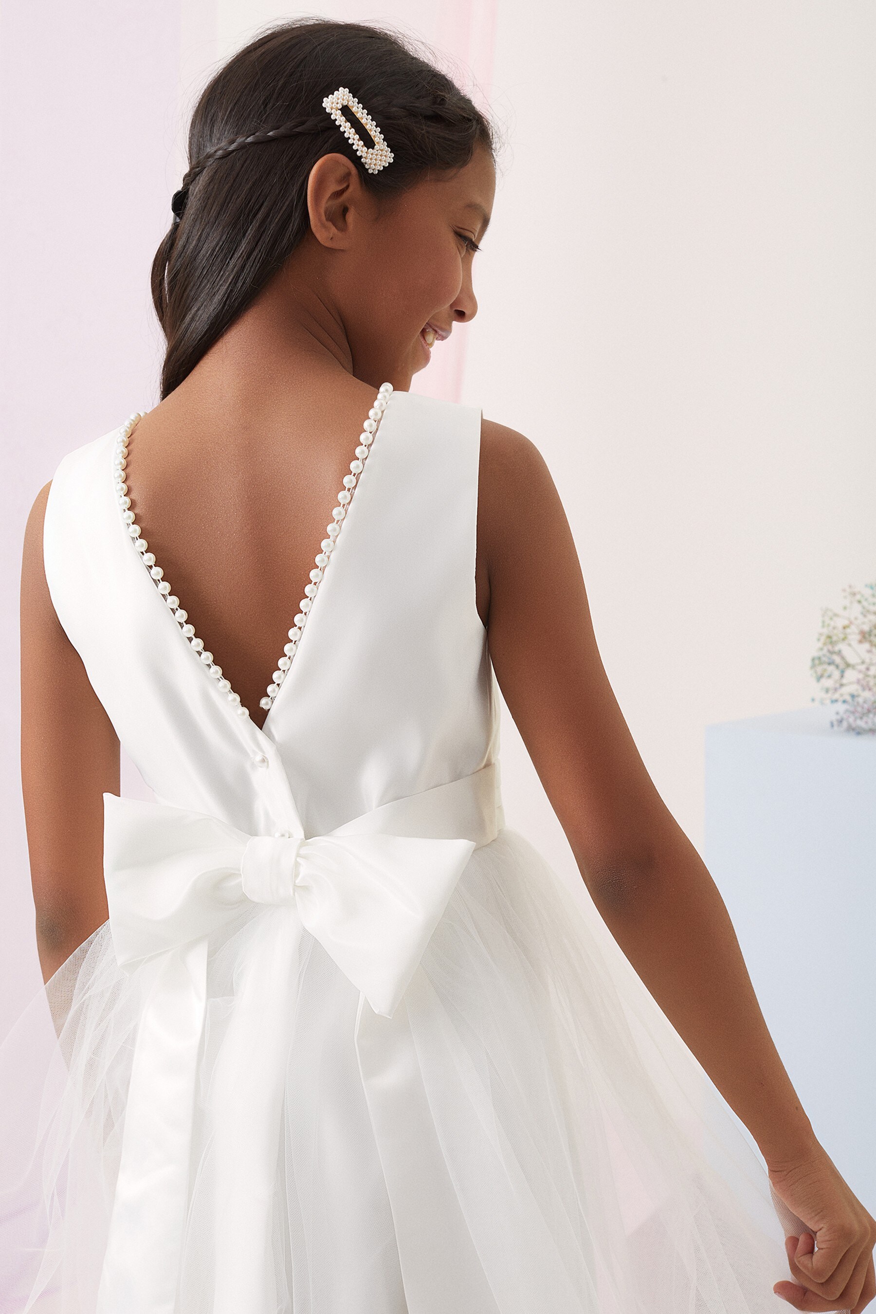 Buy Lipsy Ivory Premium Pearl Trim Flower Girl Dress from Next Slovakia
