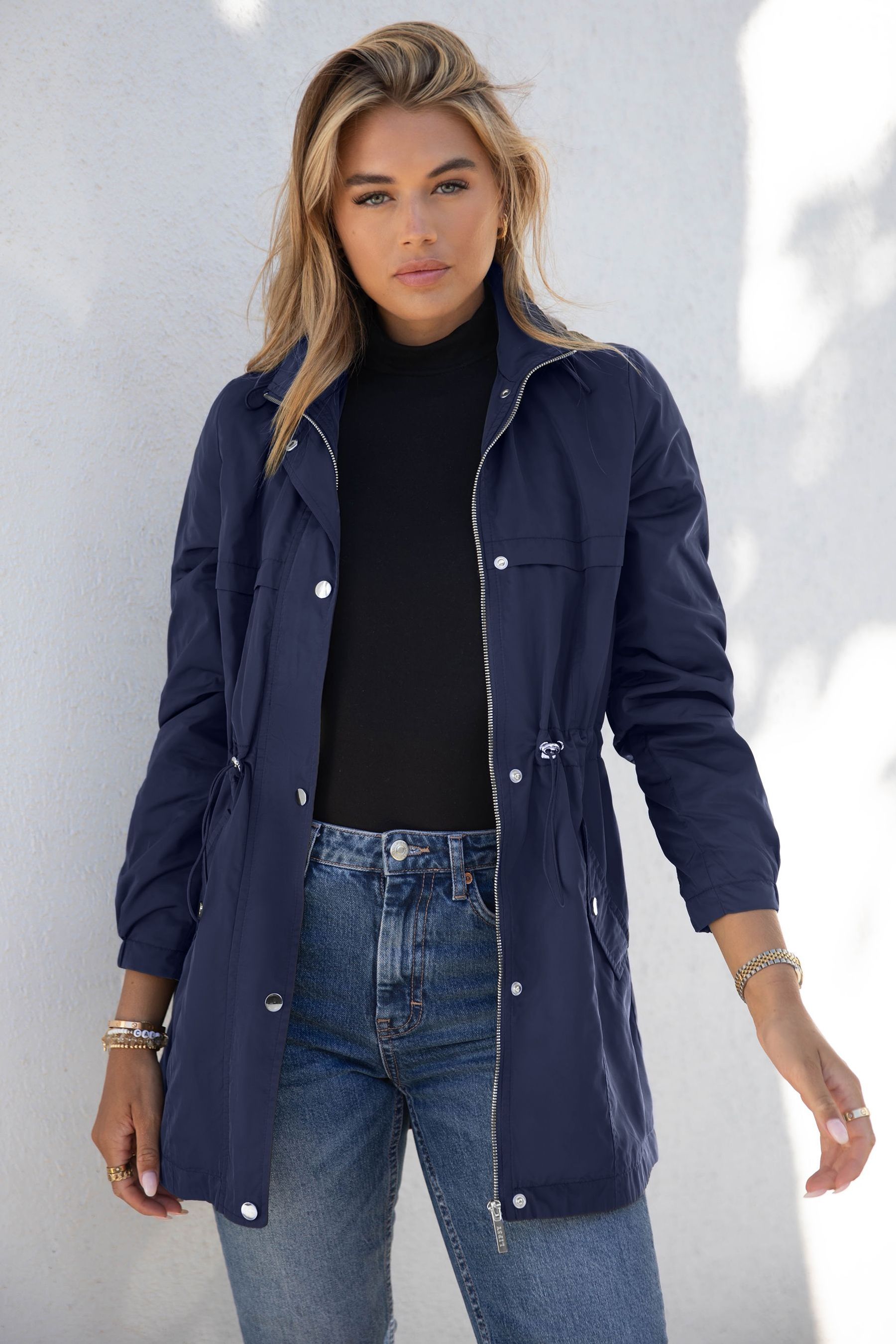 Buy Lipsy Navy Regular Shower Resistant Rain Mac from Next Luxembourg