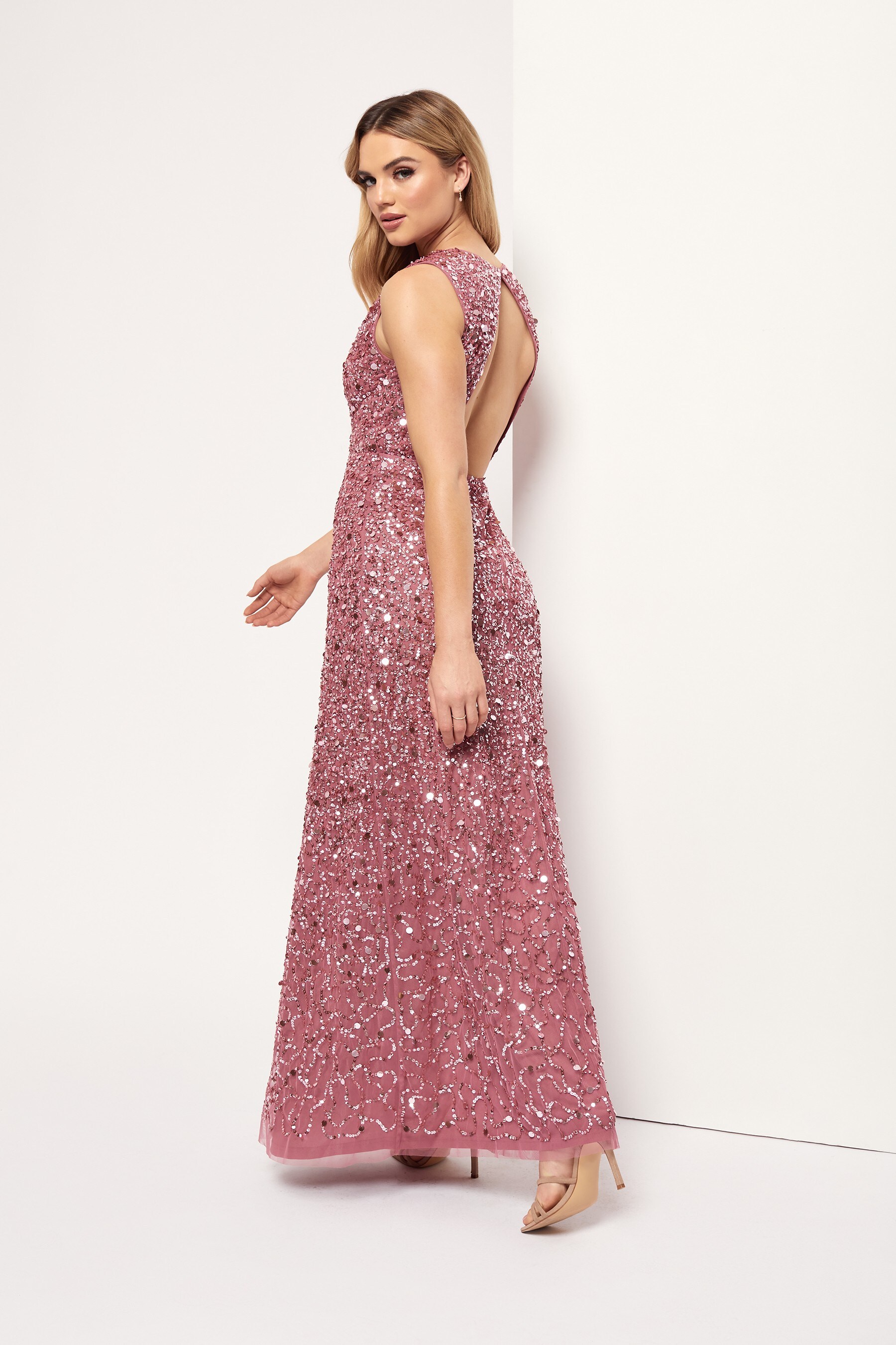 Buy Maya Pink Sequin Plunge Maxi Dress from Next Luxembourg