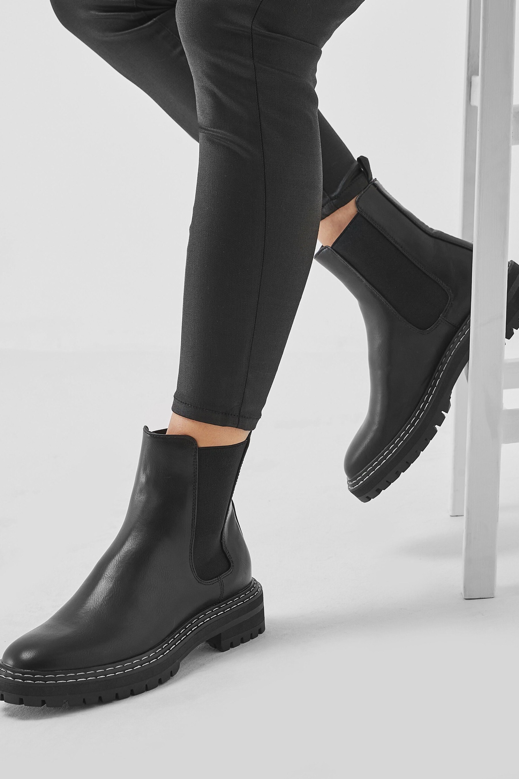 Buy Only Black Chunky Flat Chelsea Boots from Next Lithuania