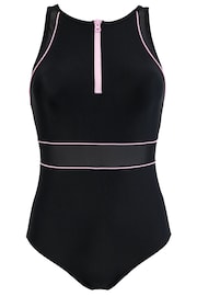 Pour Moi Black Energy Chlorine Resistant High Neck Zip Front Swimsuit - Image 4 of 5