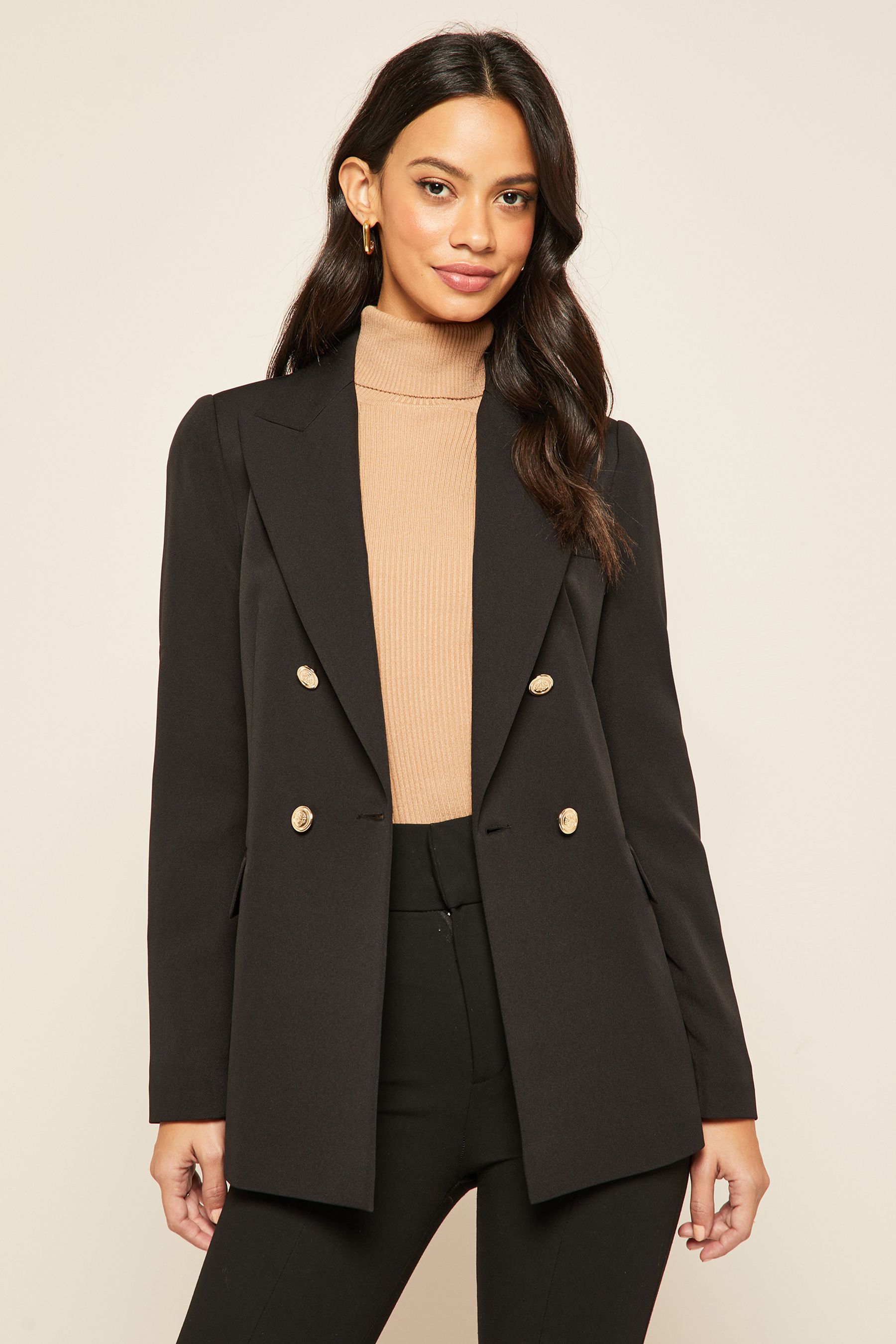 Buy Friends Like These Black Petite Military Double Breasted Tailored Blazer from Next Oman