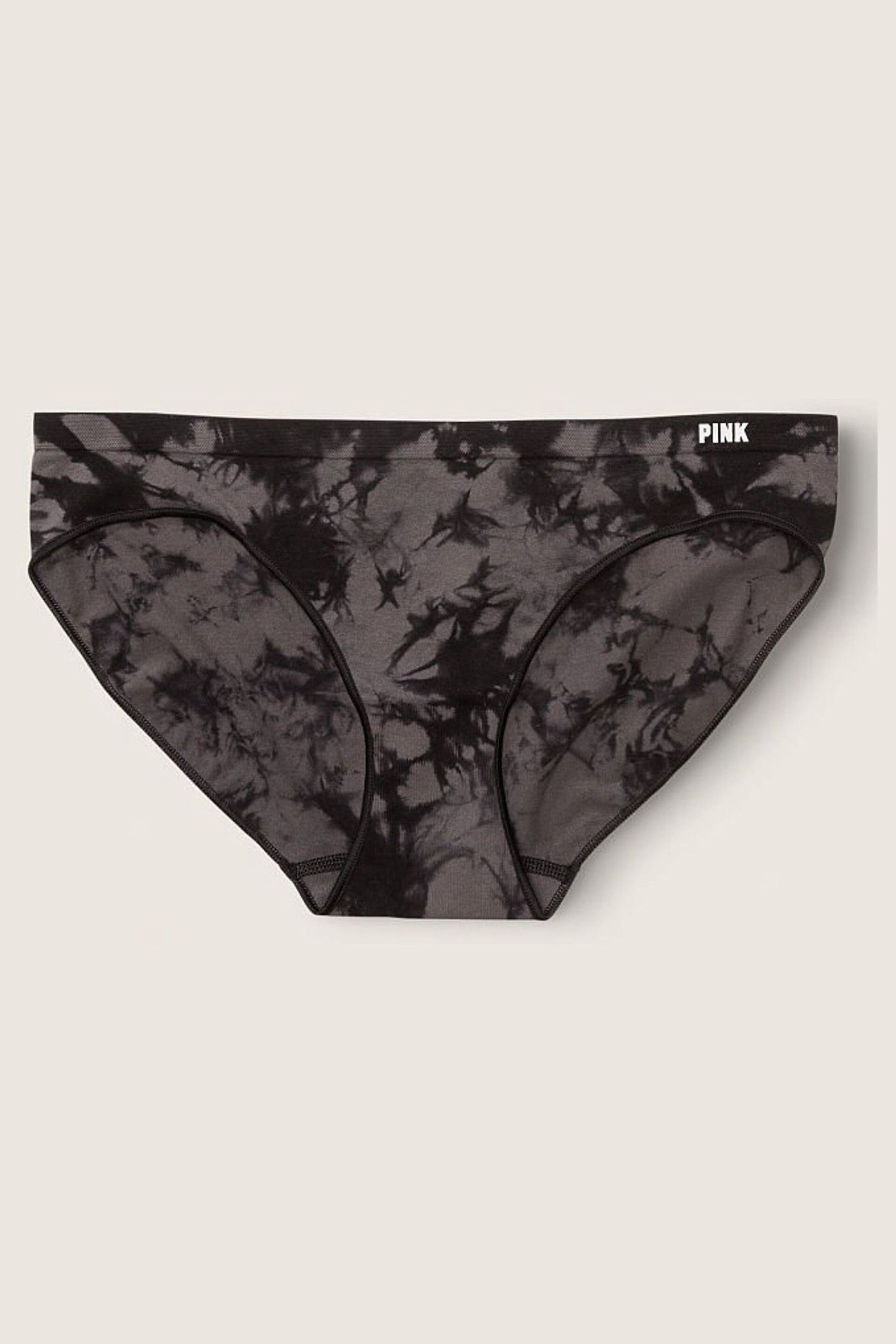 Victoria's Secret PINK Dark Charcoal Tie Dye Grey Bikini Seamless Knickers - Image 3 of 4