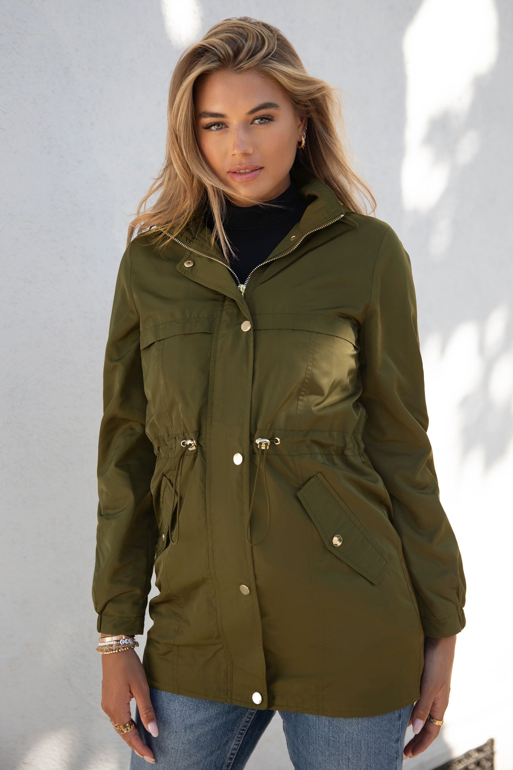Buy Lipsy Khaki Green Petite Shower Resistant Rain Mac from Next Luxembourg