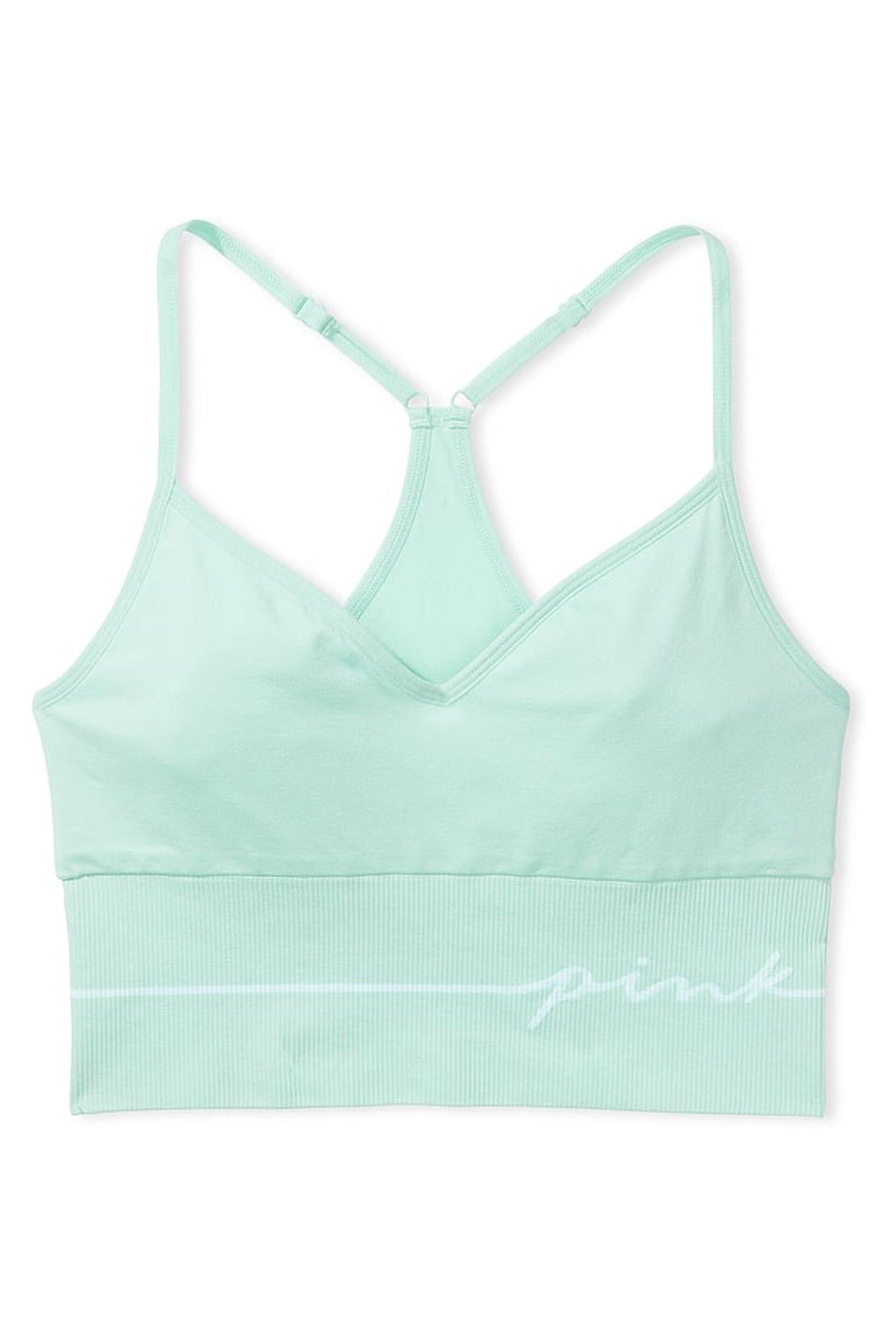 Victoria's Secret PINK Opal Blue Cropped Sports Bra - Image 4 of 4