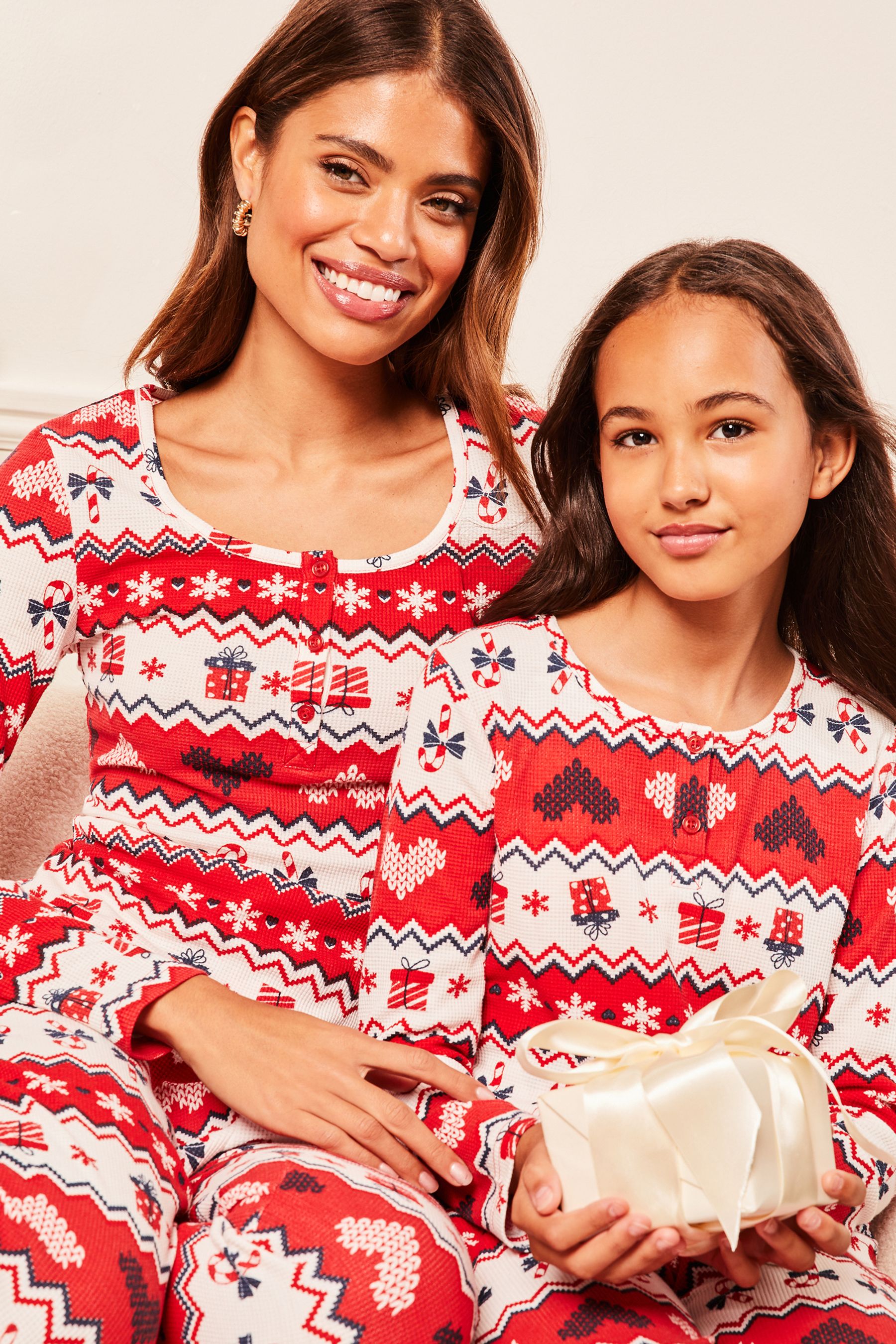 Buy Lipsy Red Fairisle Christmas Long Sleeve Pyjama Set from Next Luxembourg
