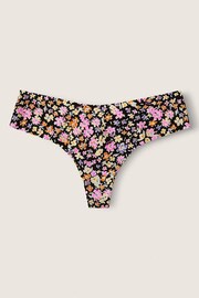 Victoria's Secret PINK Pure Black Ditsy Floral No Show Thong Knickers - Image 1 of 2