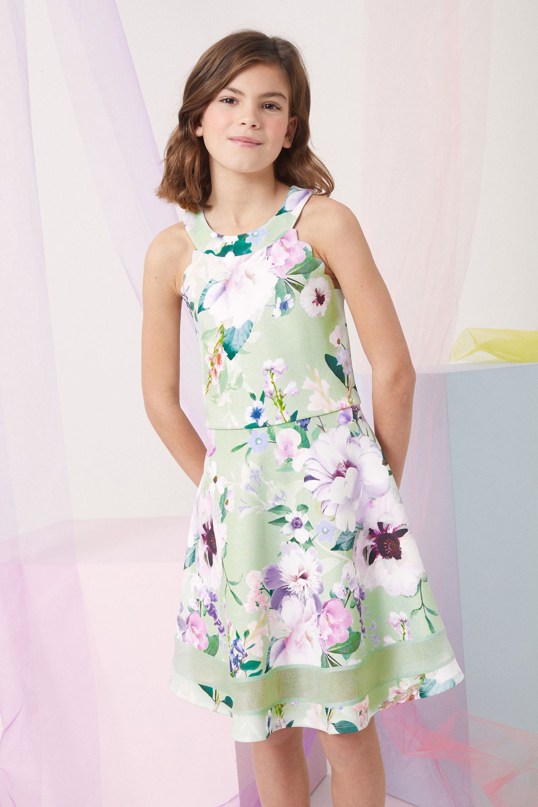 Buy Lipsy Mint Green Floral Scuba Occasion Dress from Next Luxembourg