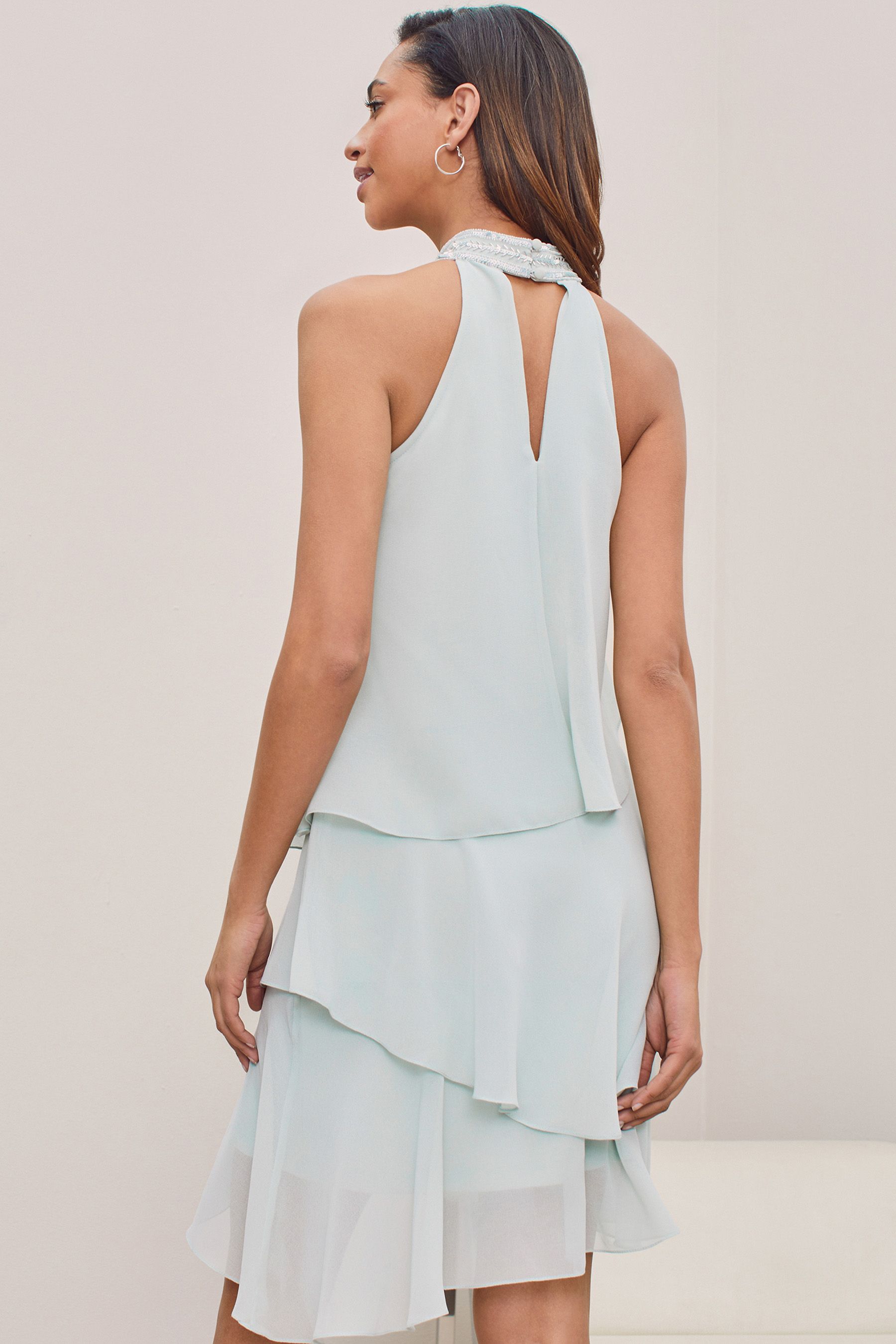 Lipsy embellished asymmetric hem swing dress on sale