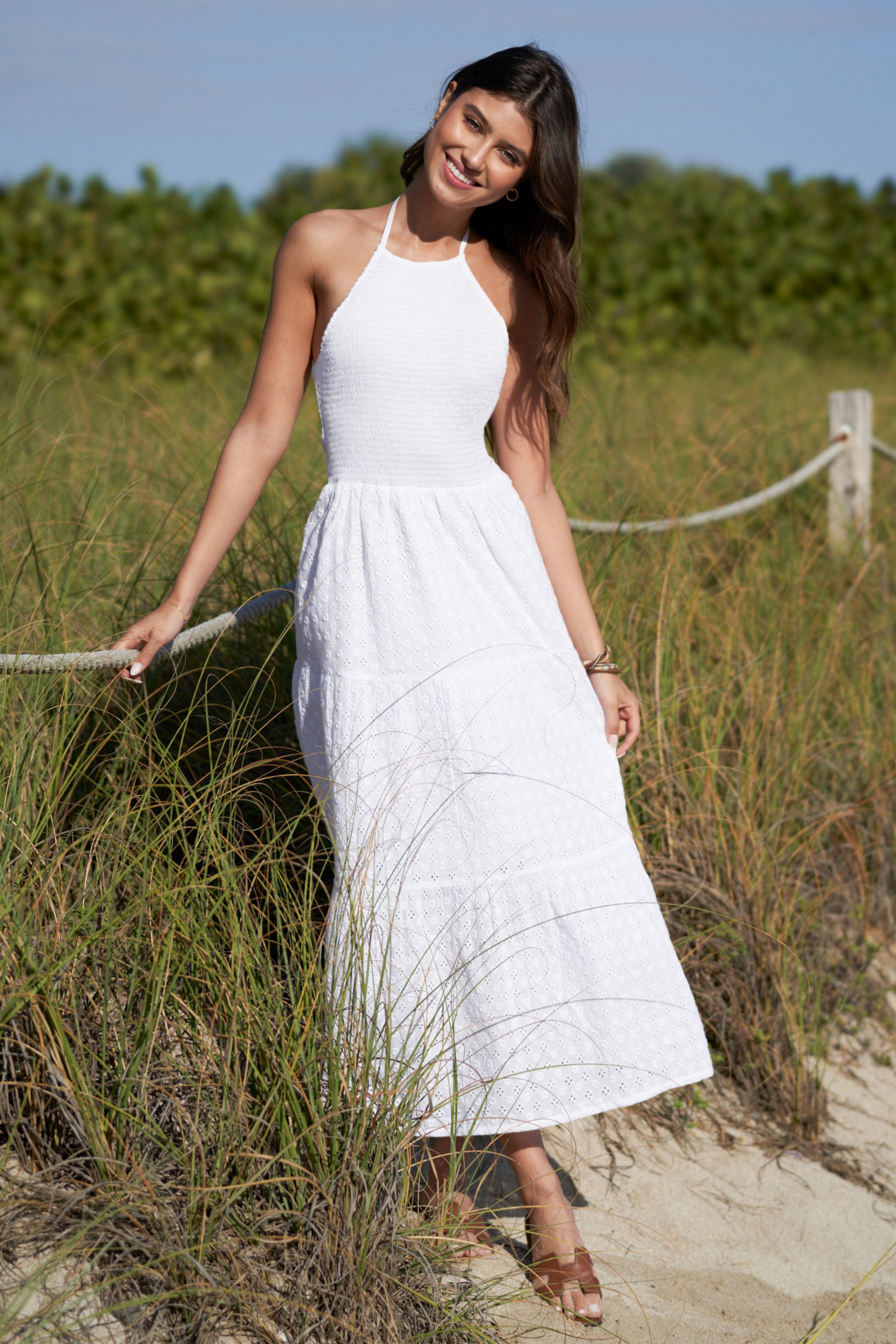 Buy Lipsy White Halter Midi Dress from Next Luxembourg