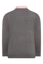 BadRhino Big & Tall Grey & Pink Essential Mock Shirt Jumper - Image 3 of 3