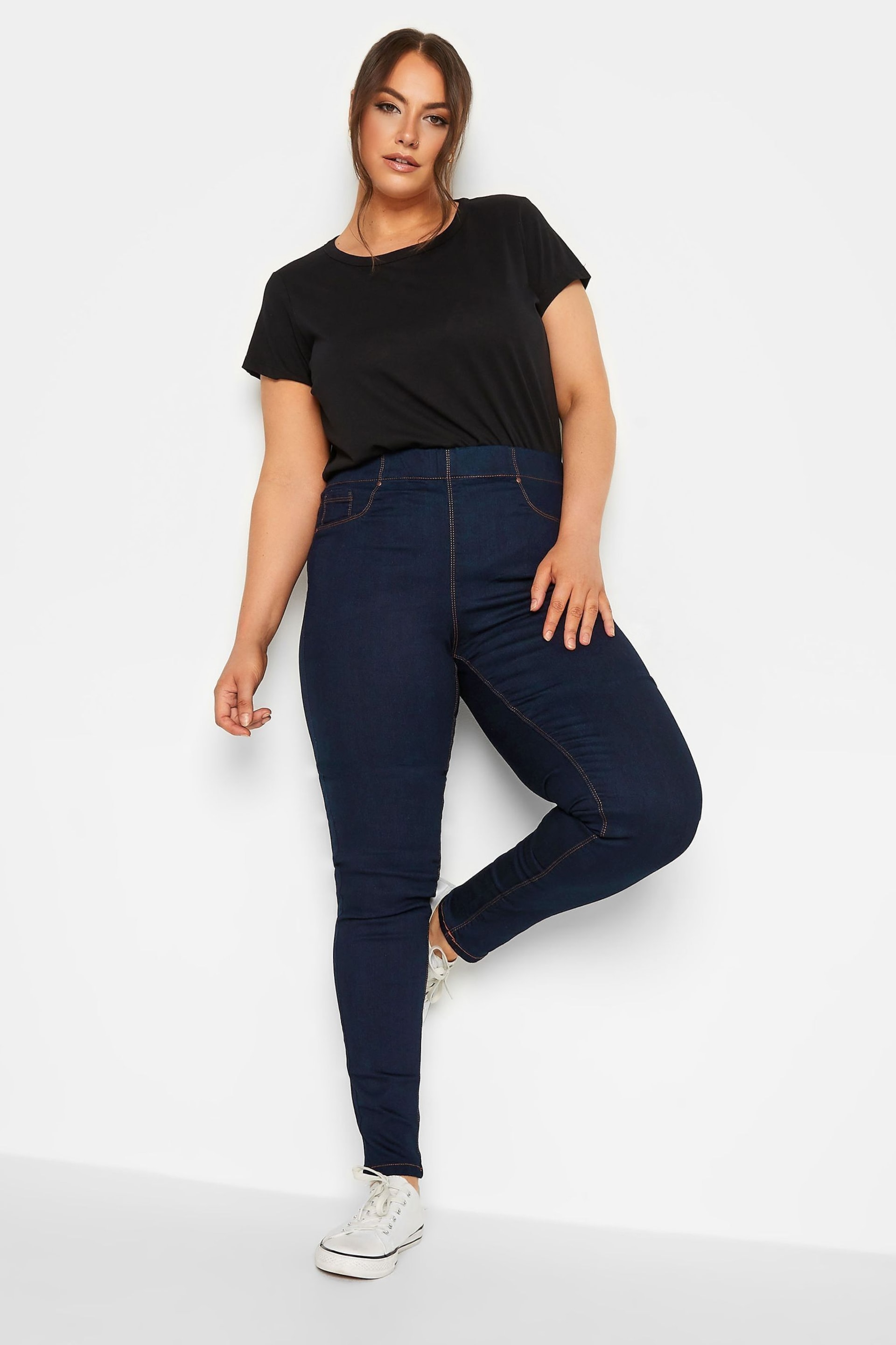 Yours Curve Blue Pull On Jenny Jeggings - Image 2 of 3