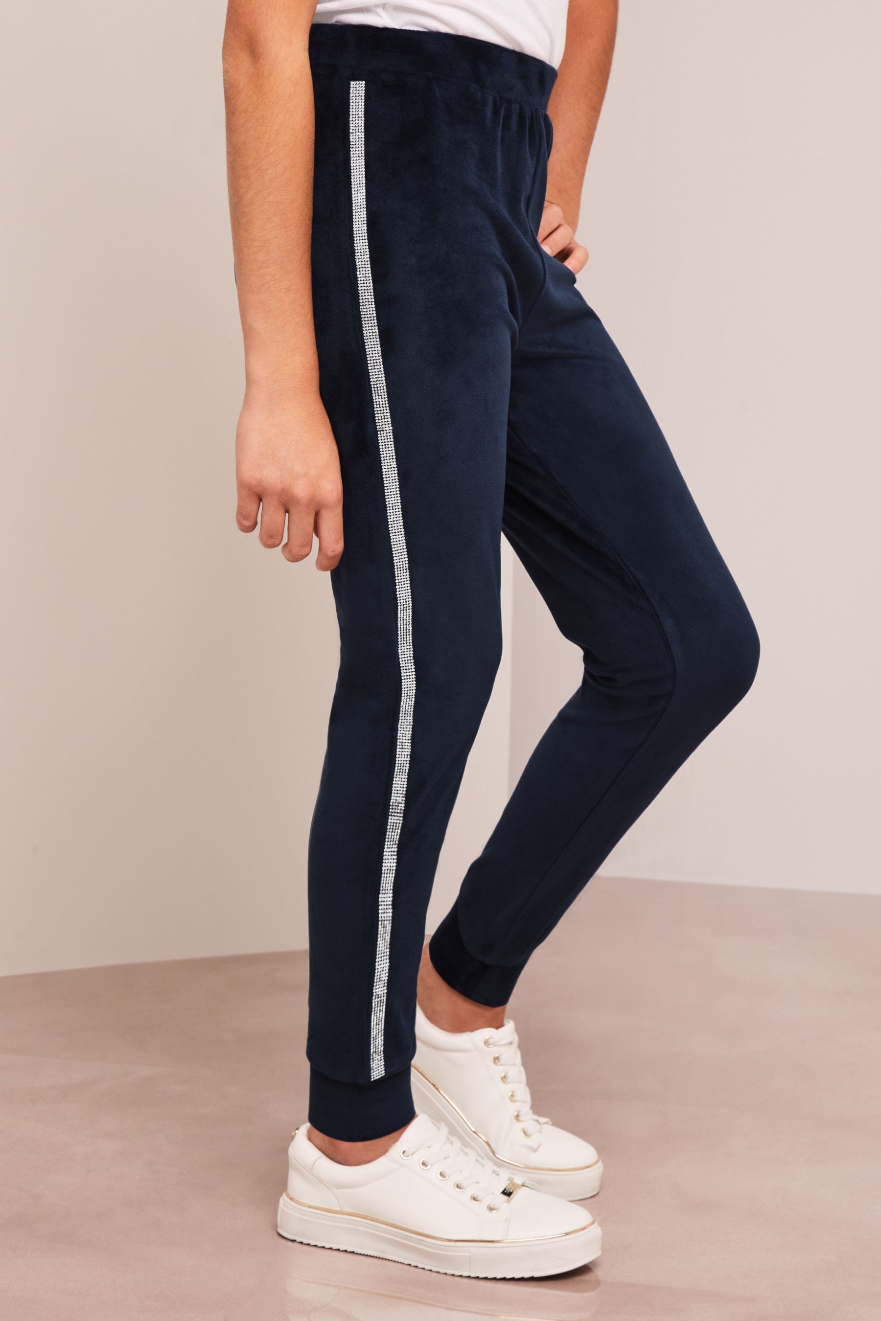 Navy blue velour joggers online