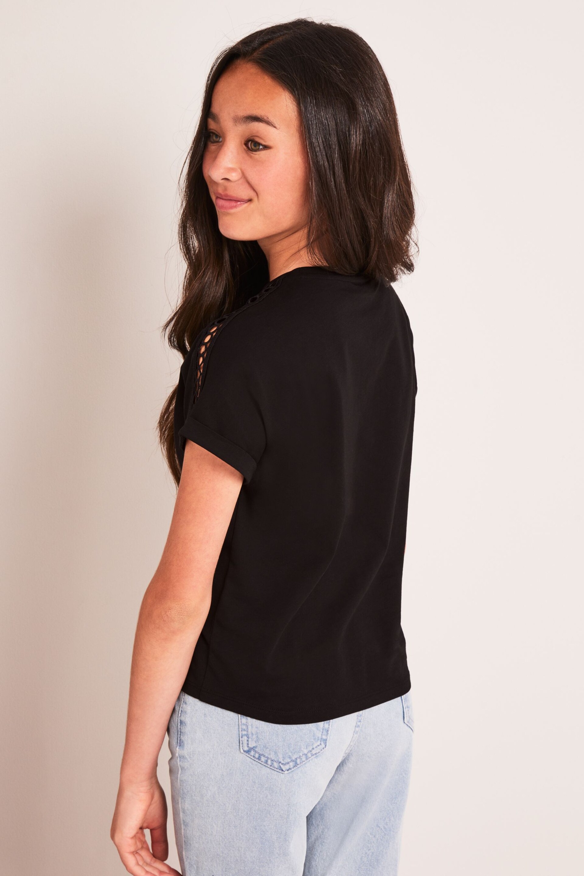 Lipsy Black Shoulder Trim Top - Image 3 of 4