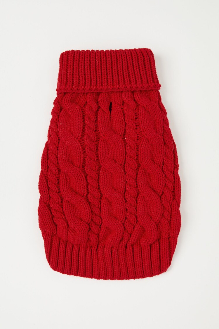 Lipsy Red Super Soft Cable Knit Dog Jumper - Image 3 of 3