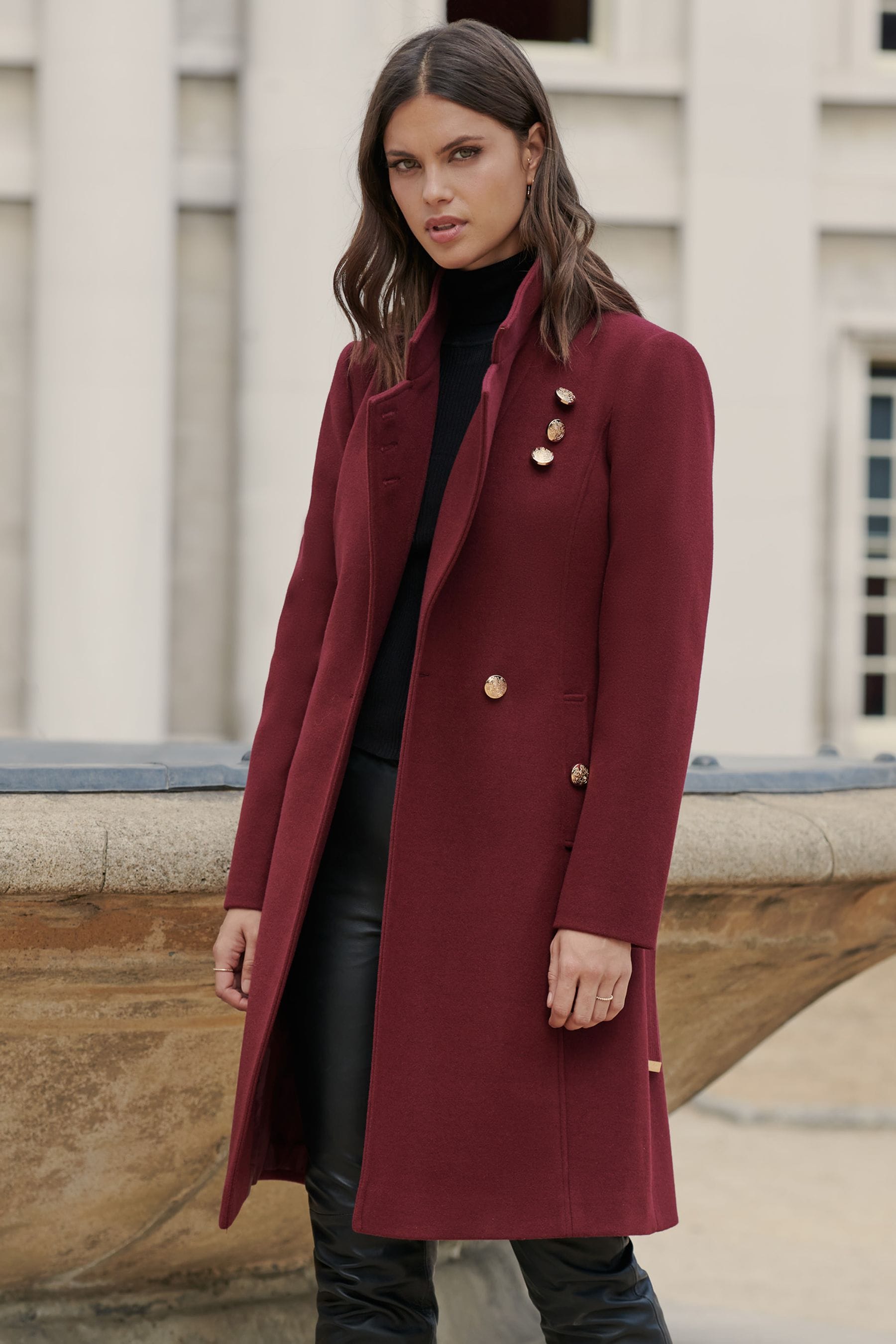 Buy Lipsy Berry Red Military Wrap Coat from Next Luxembourg