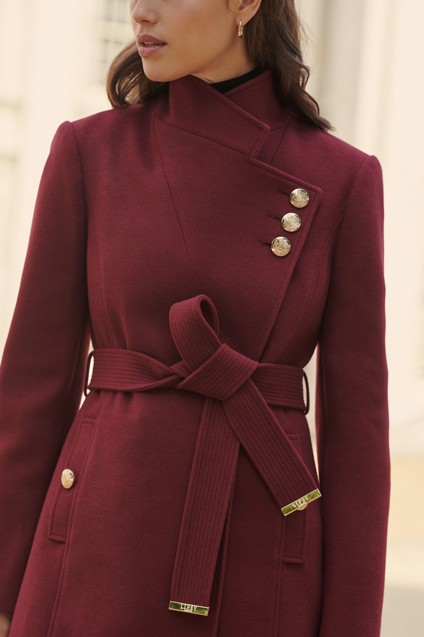 Buy Lipsy Berry Red Military Wrap Coat from Next Luxembourg