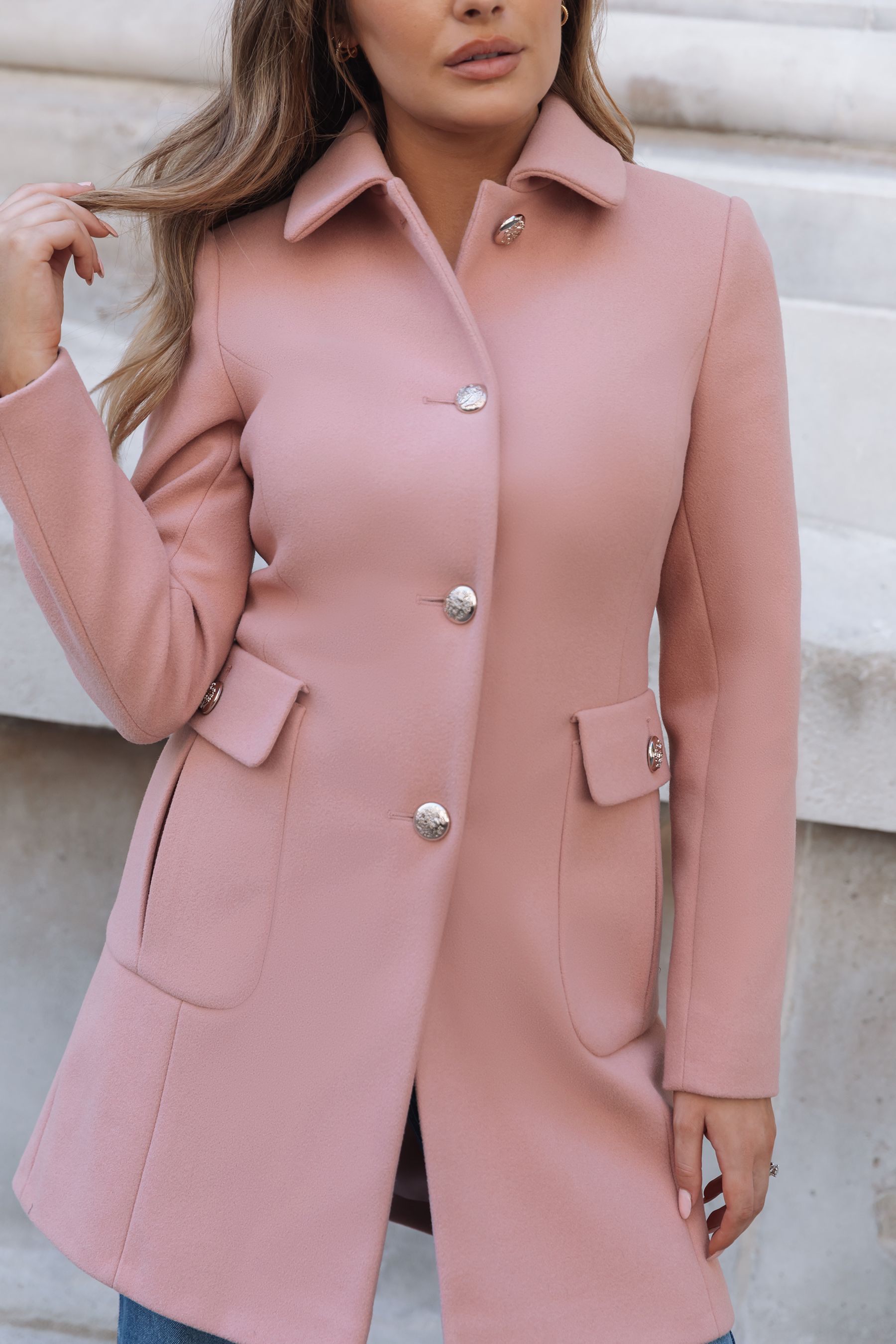 Pink military coat store