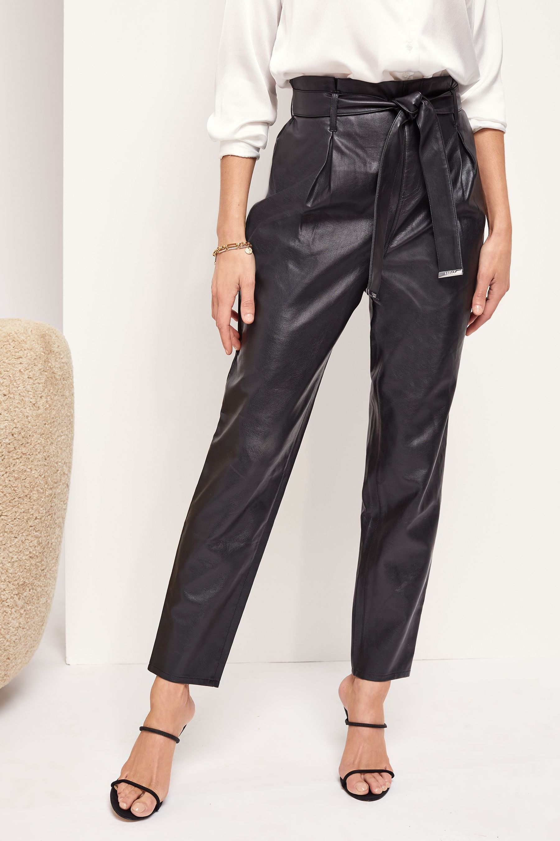 Leather paper bag pants on sale