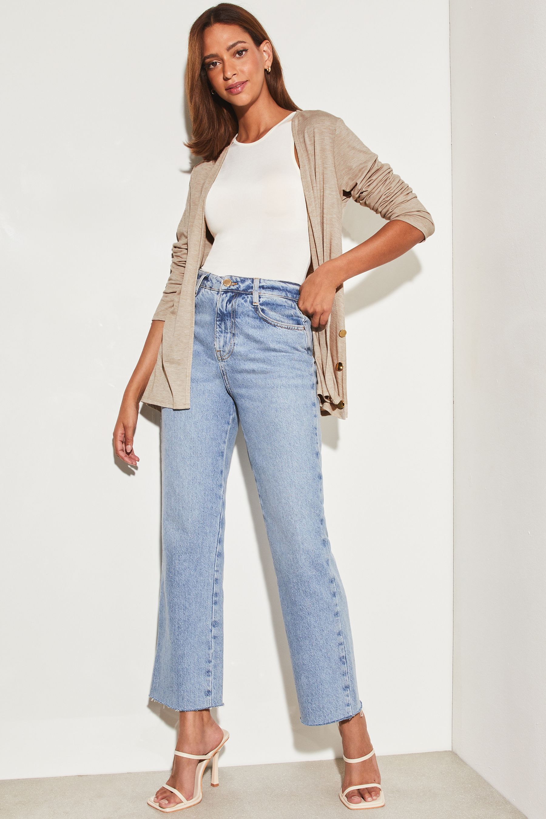 Camel waterfall cardigan sale