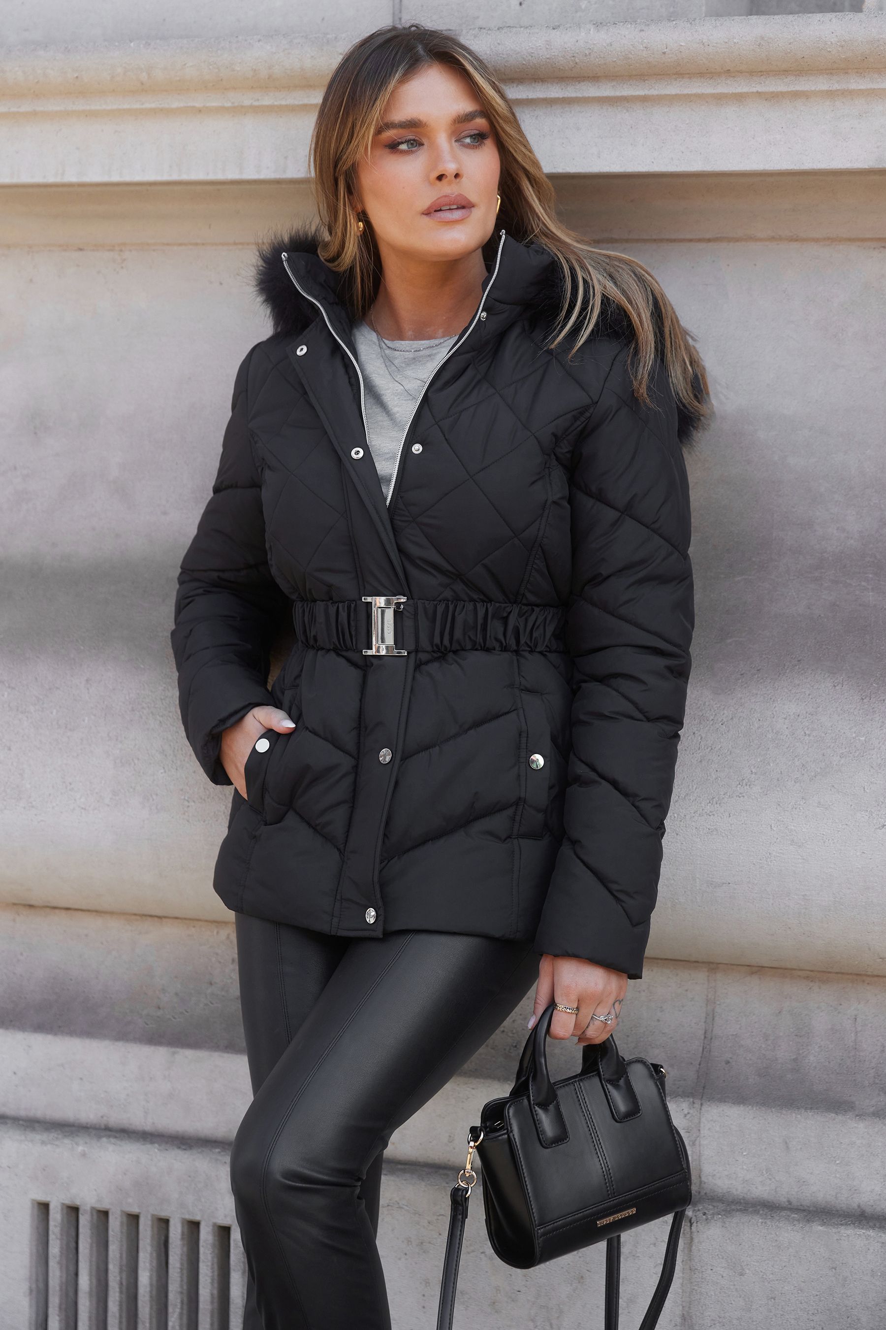 Buy Lipsy Black Petite Short Puffer Coat from Next Luxembourg