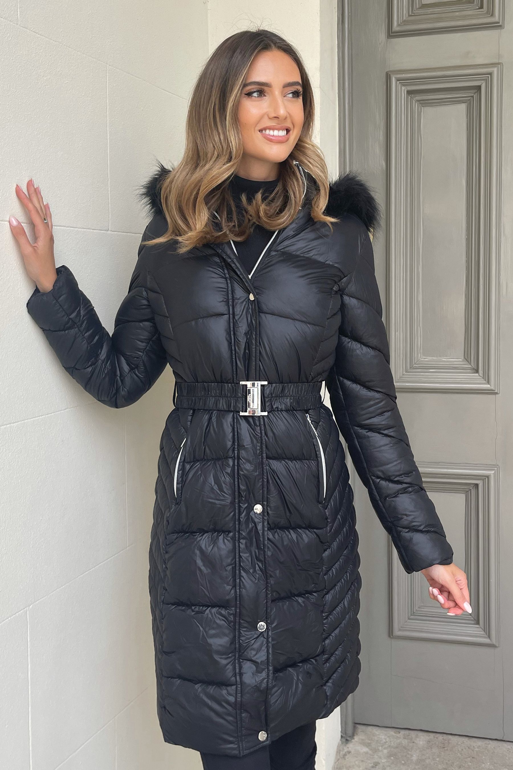Lipsy faux fur padded jacket shop