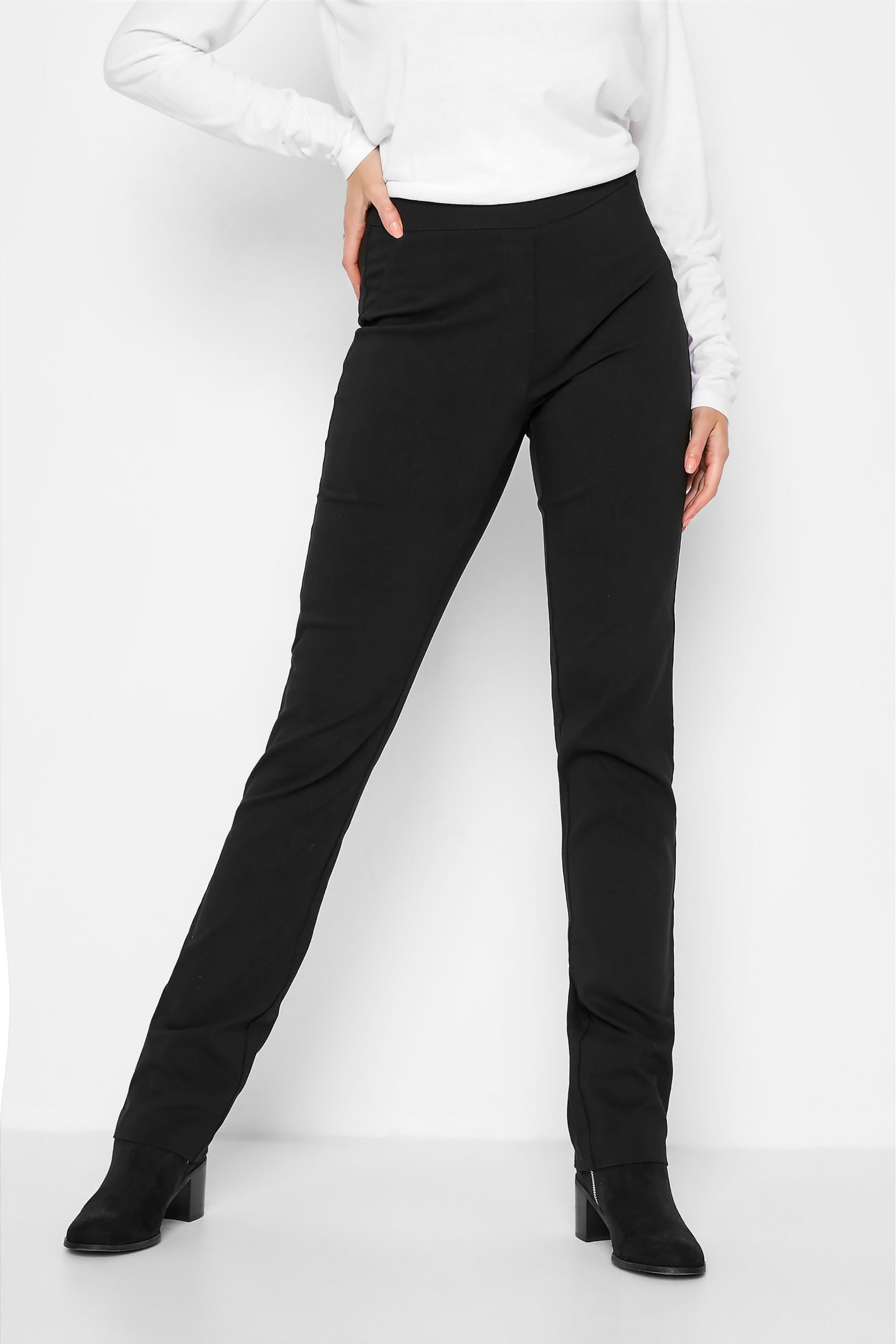 Long Tall Sally Black Stretch Straight Leg Trousers - Image 1 of 4