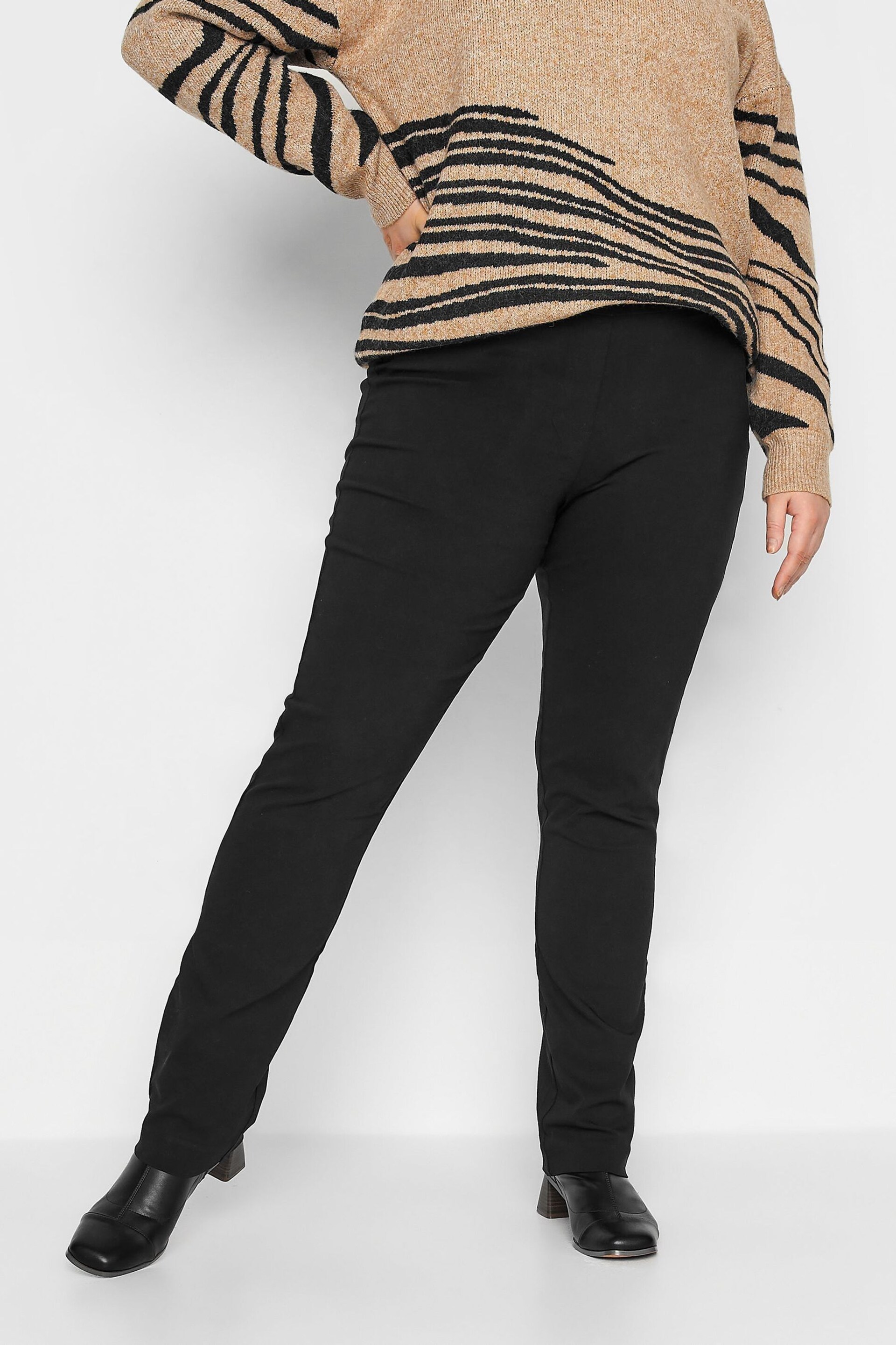 Long Tall Sally Black Stretch Straight Leg Trousers - Image 3 of 4