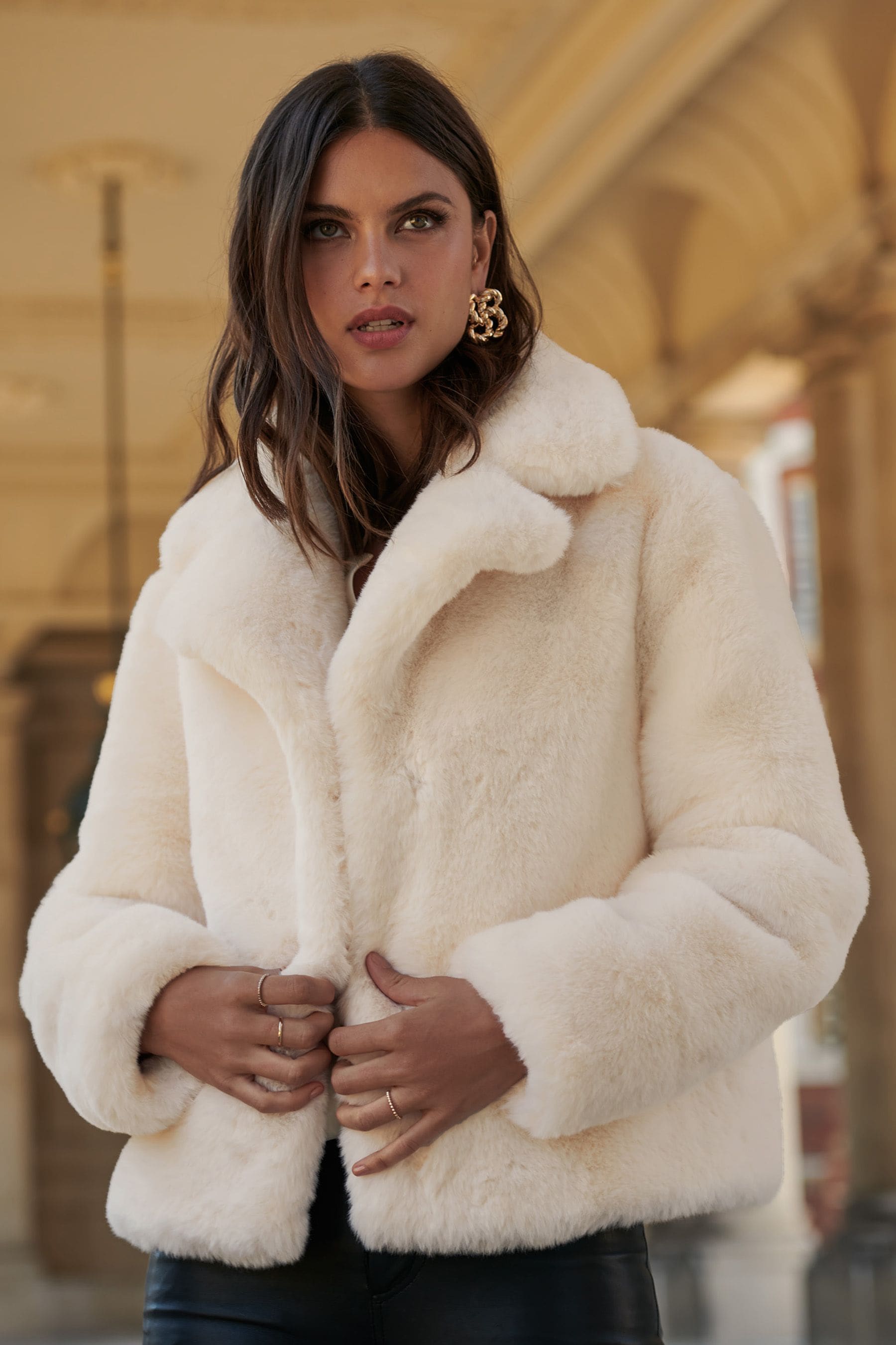 Buy Lipsy Cream Short Faux Fur Coat from Next Luxembourg