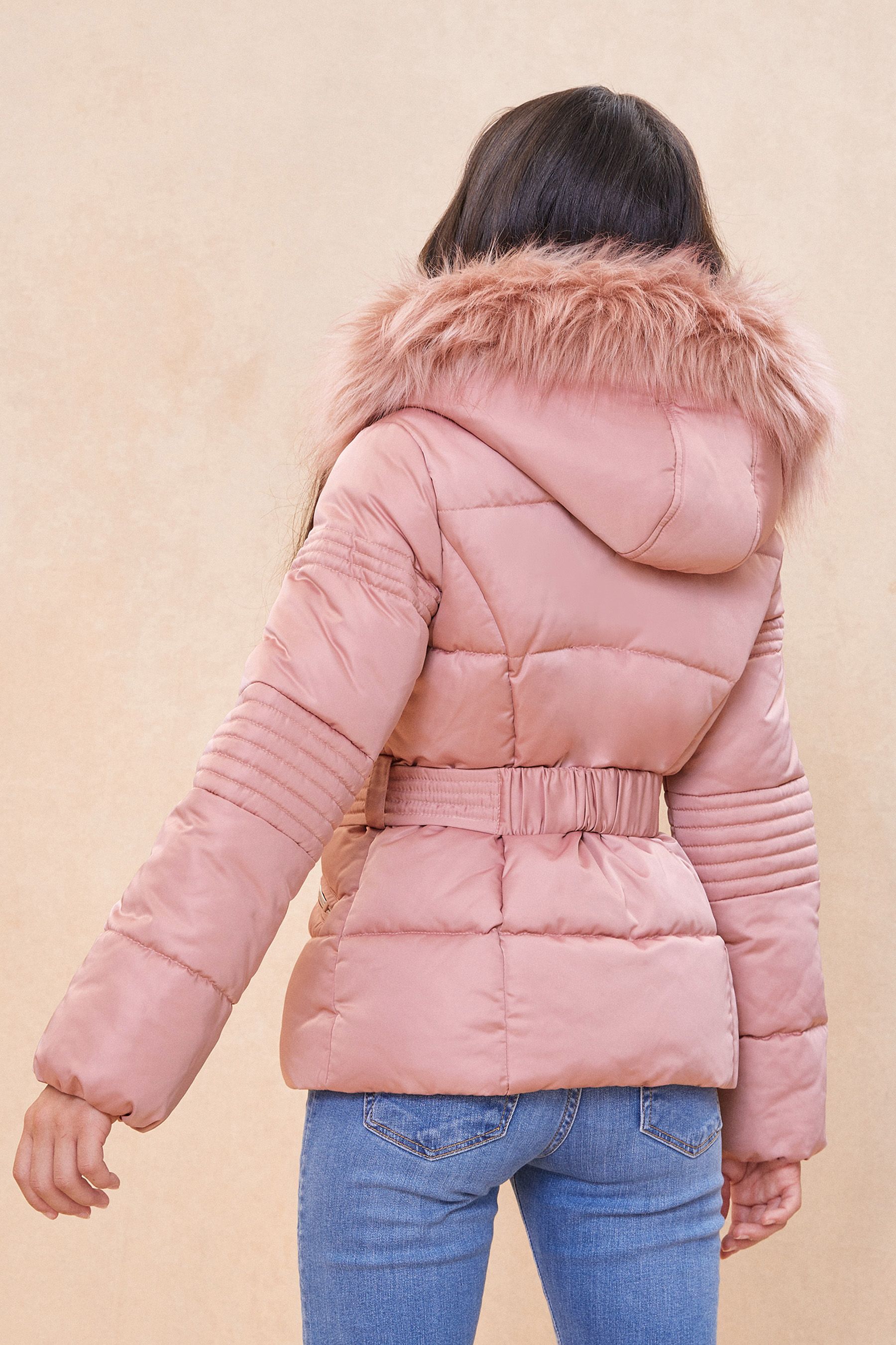 Pink satin puffer jacket online