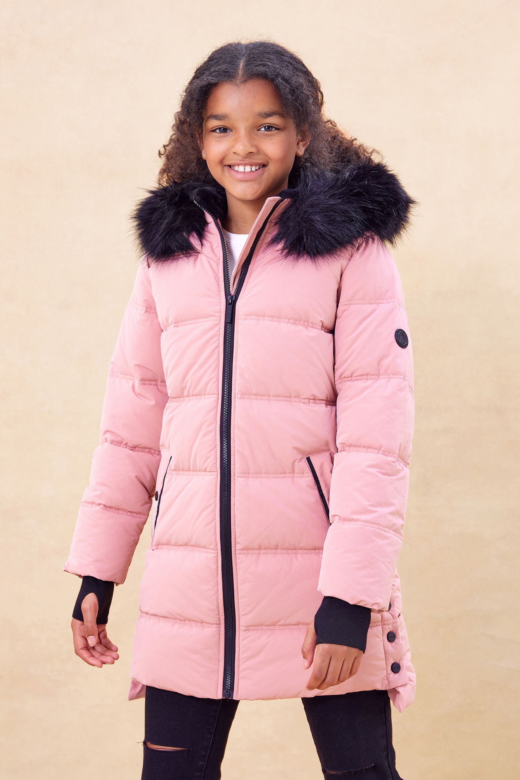 Buy Lipsy Pink Branded Long Line Duvet Coat from Next Luxembourg