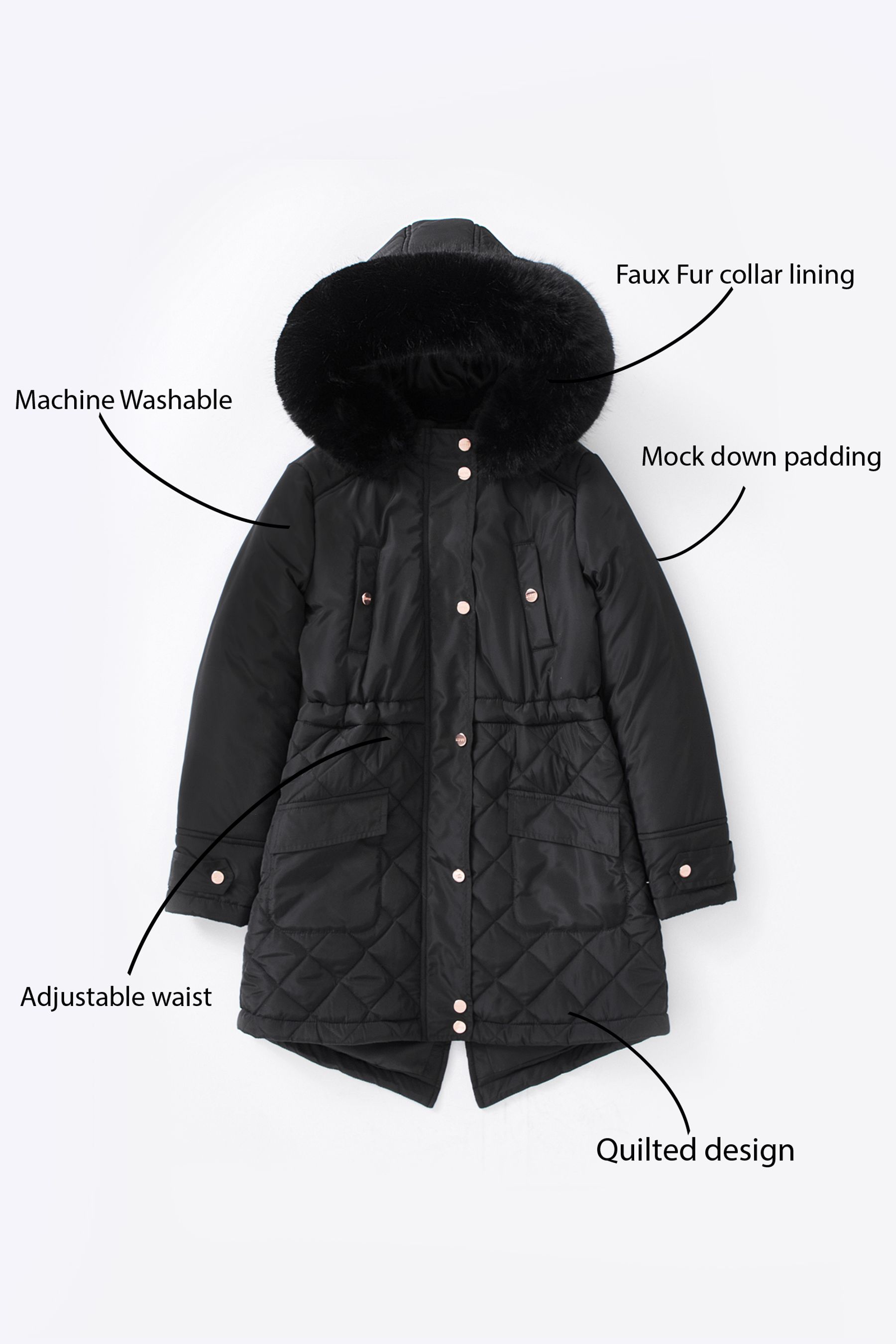 Lipsy luxe faux fur trimmed hood parka shop