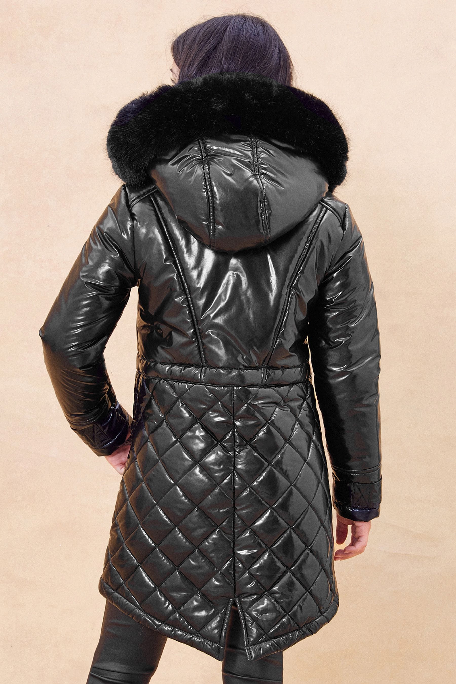 Buy Lipsy Black High Shine Padded Parka Coat from Next Luxembourg