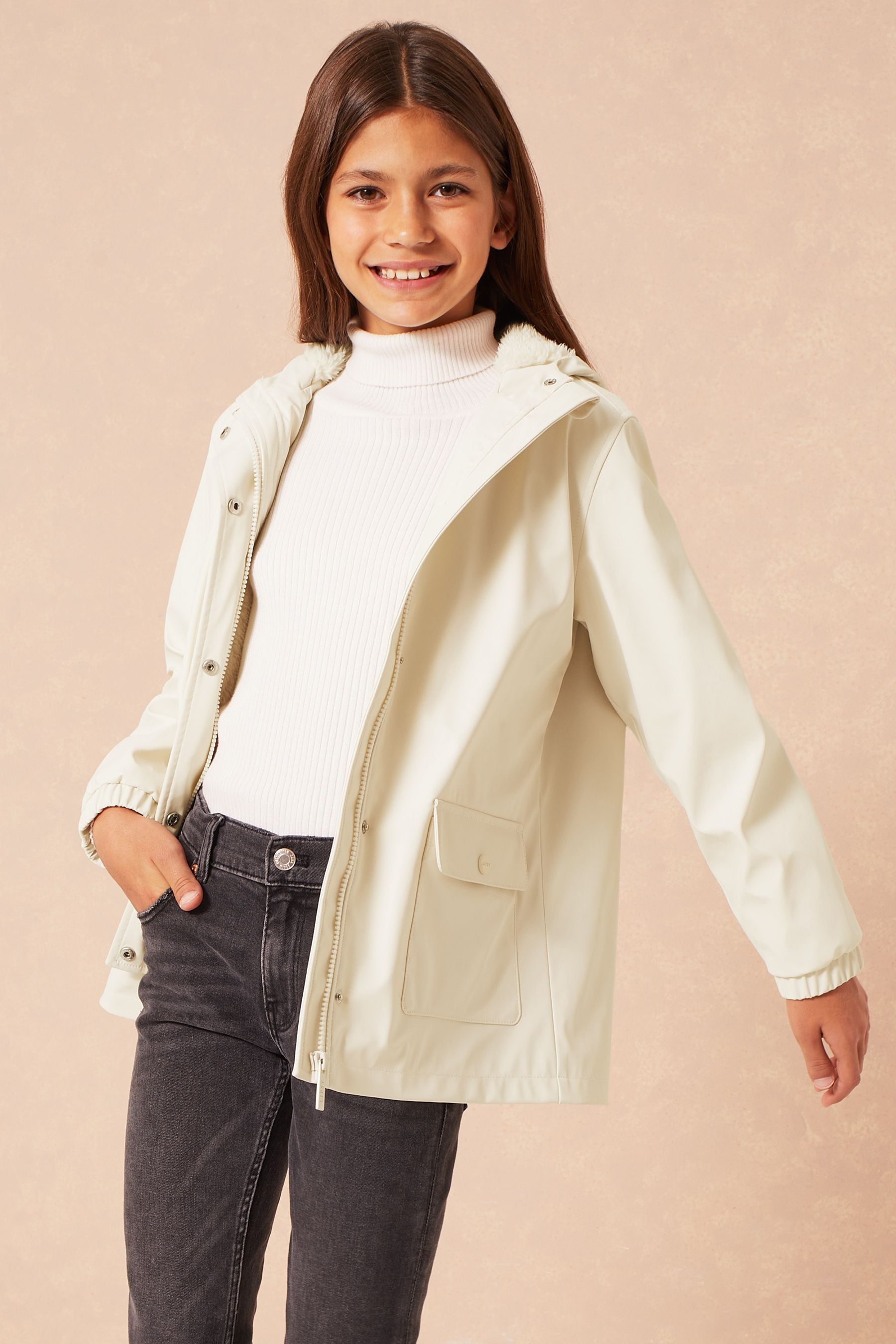 Buy Lipsy Cream Fleece Lined Shower Resistant Rain Mac from Next Luxembourg