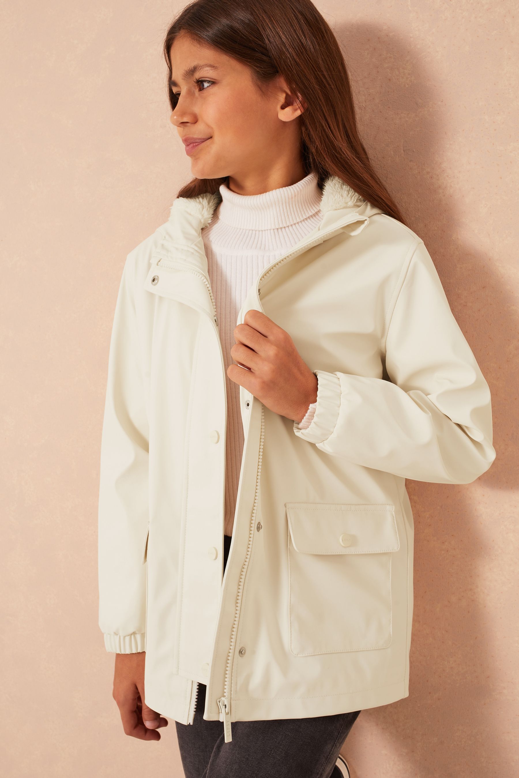 Buy Lipsy Cream Fleece Lined Shower Resistant Rain Mac from Next Luxembourg