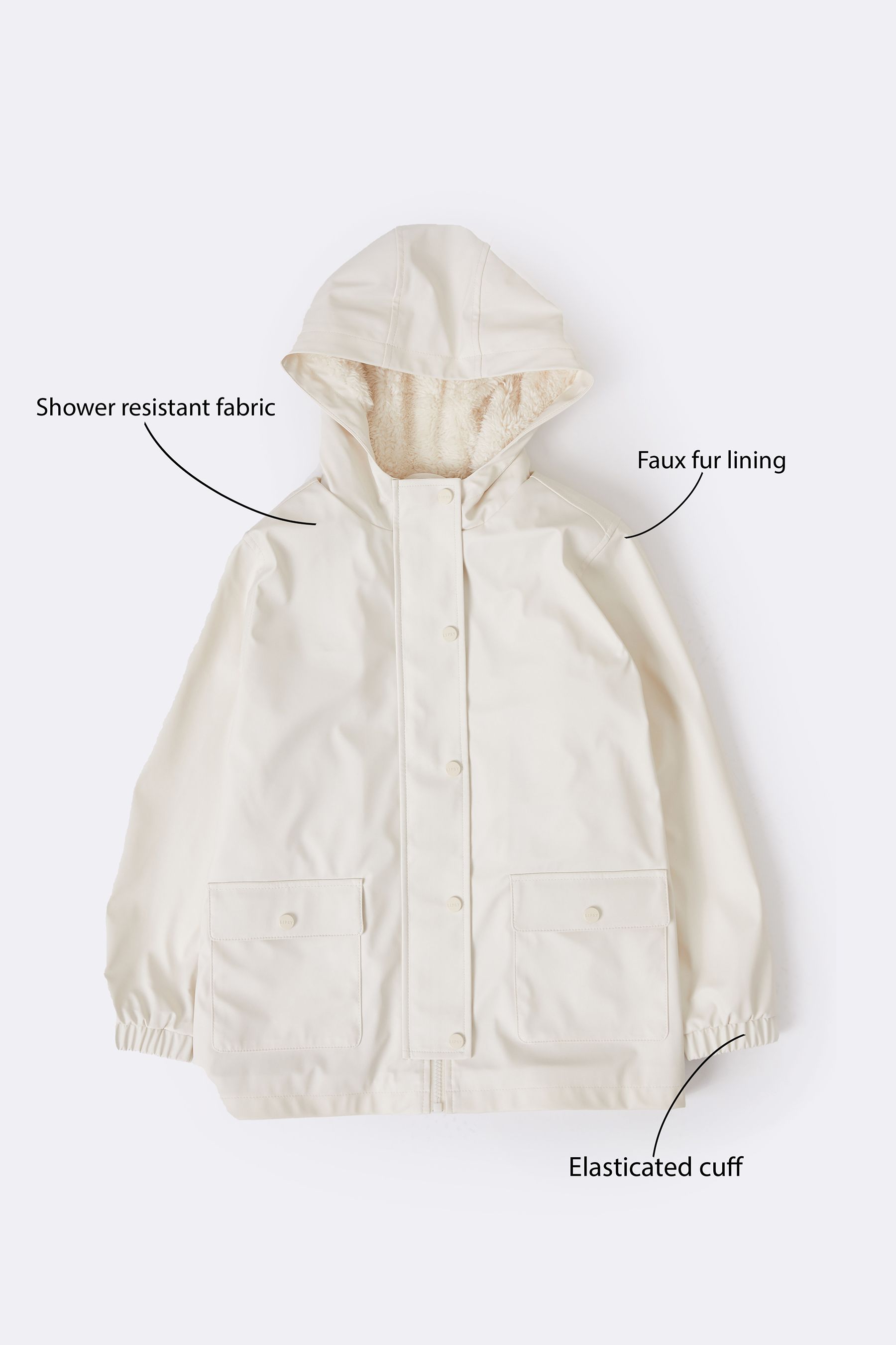 Buy Lipsy Cream Fleece Lined Shower Resistant Rain Mac from Next Luxembourg