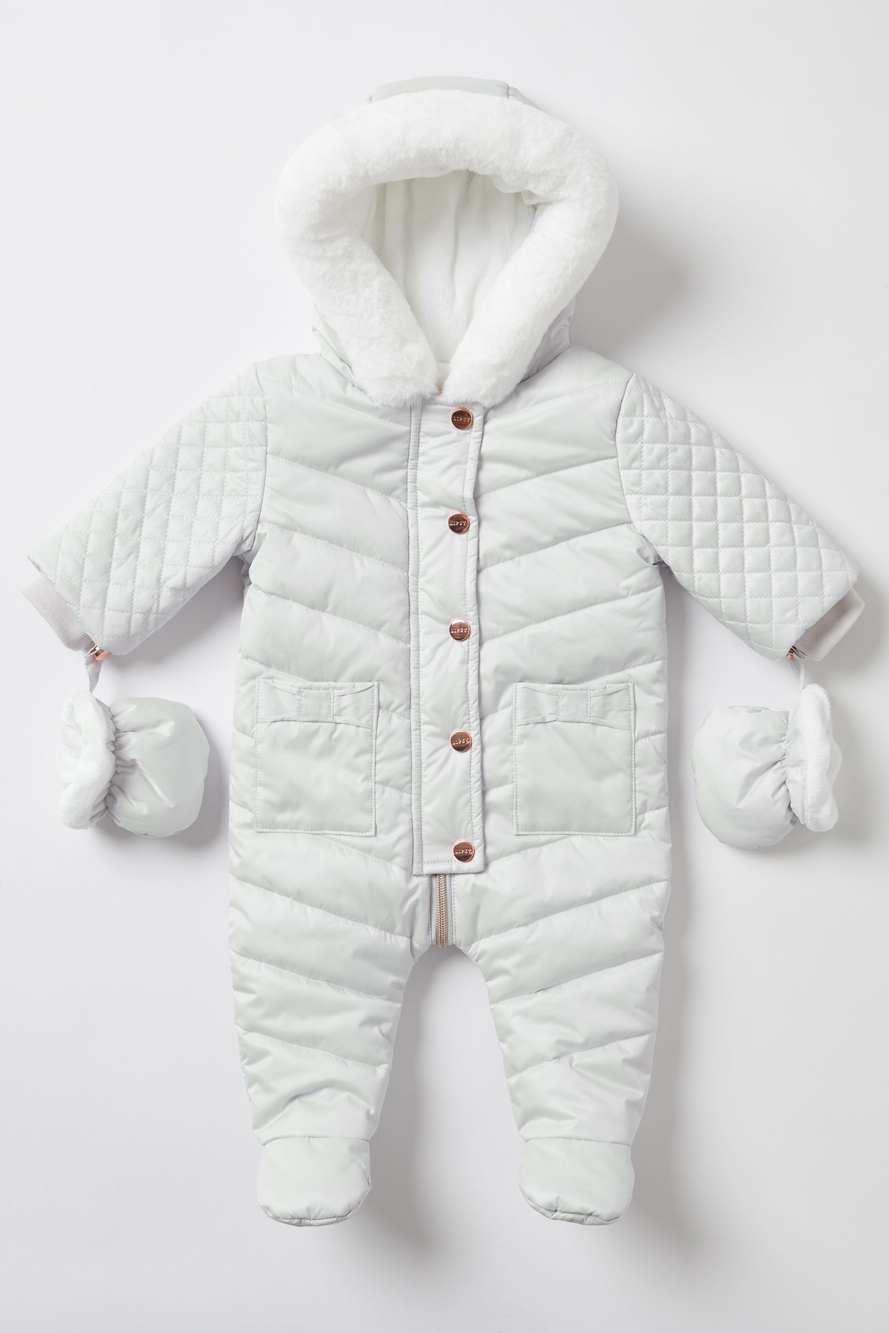 Buy Lipsy Grey Fleece Lined Baby Snowsuit from Next Luxembourg