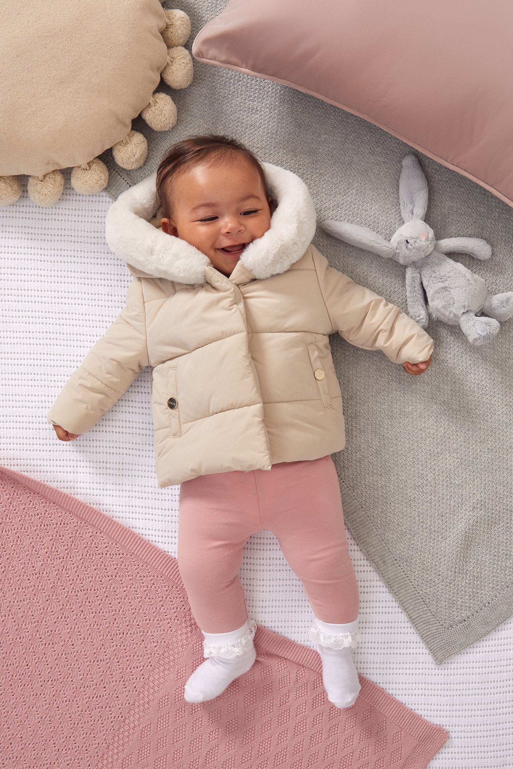 Baby cream fur coat deals