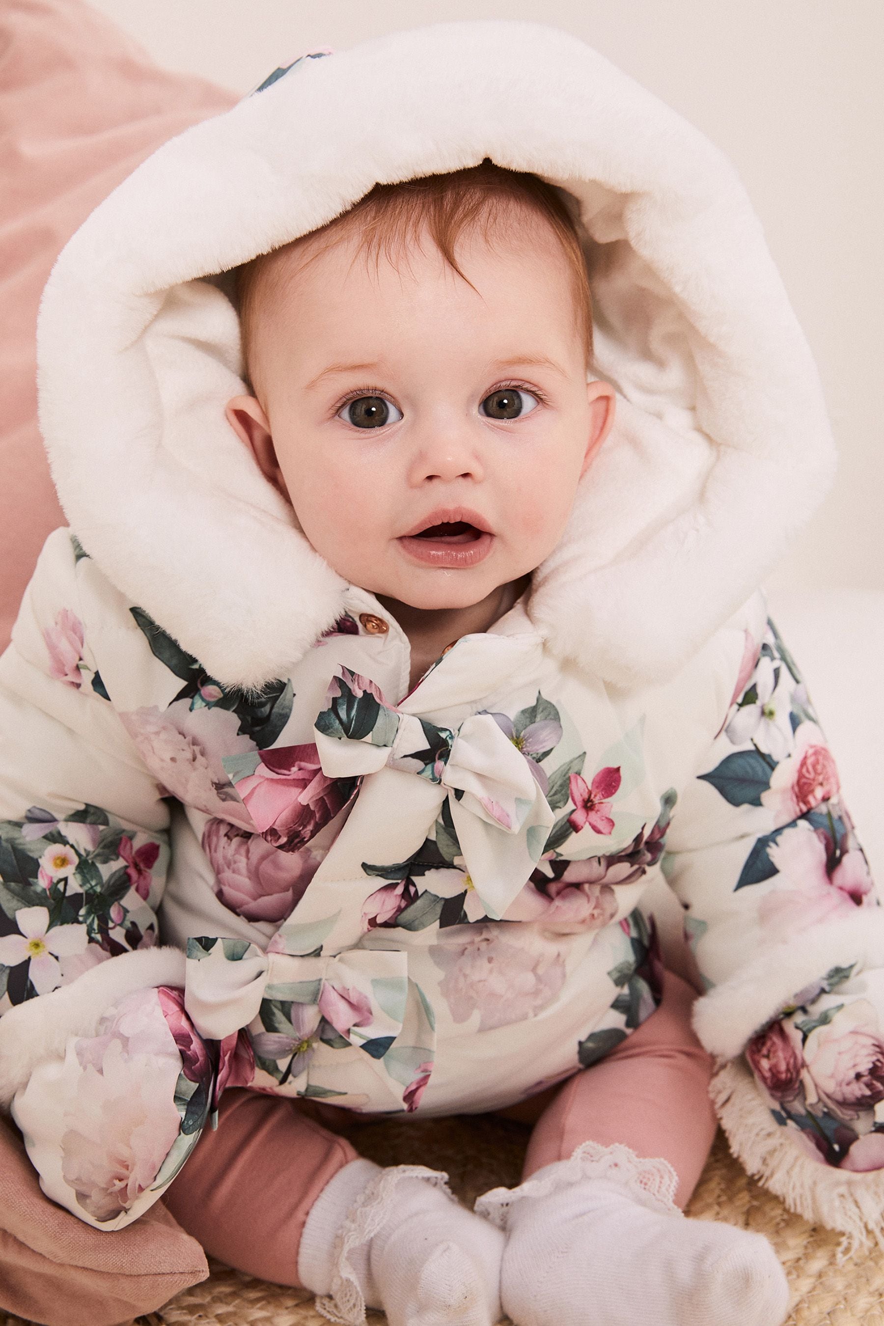 White floral coat on sale