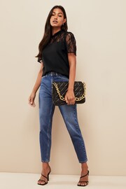 Friends Like These Black Lace Yoke Flutter Sleeve Blouse - Image 3 of 4