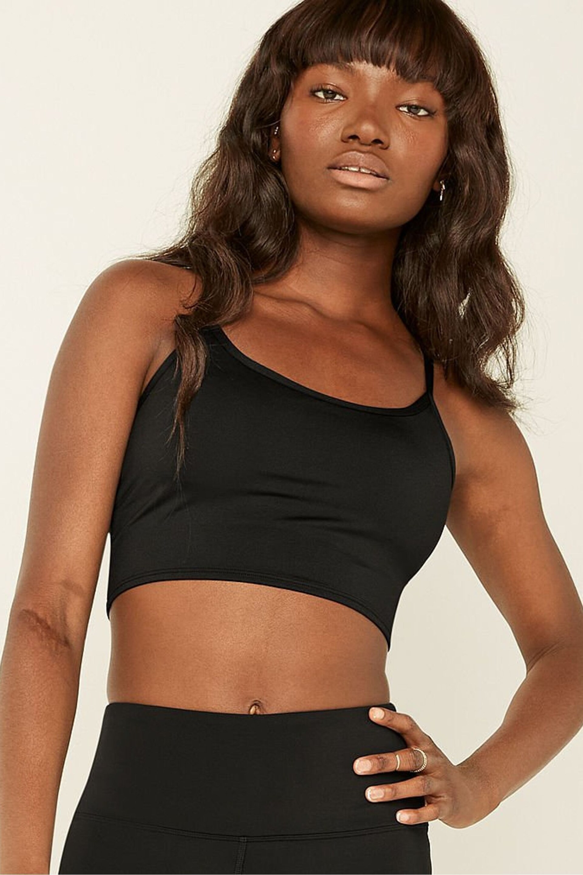 Victoria's Secret PINK Pure Black Seamless Lightly Lined Low Impact Sports Bra - Image 1 of 3