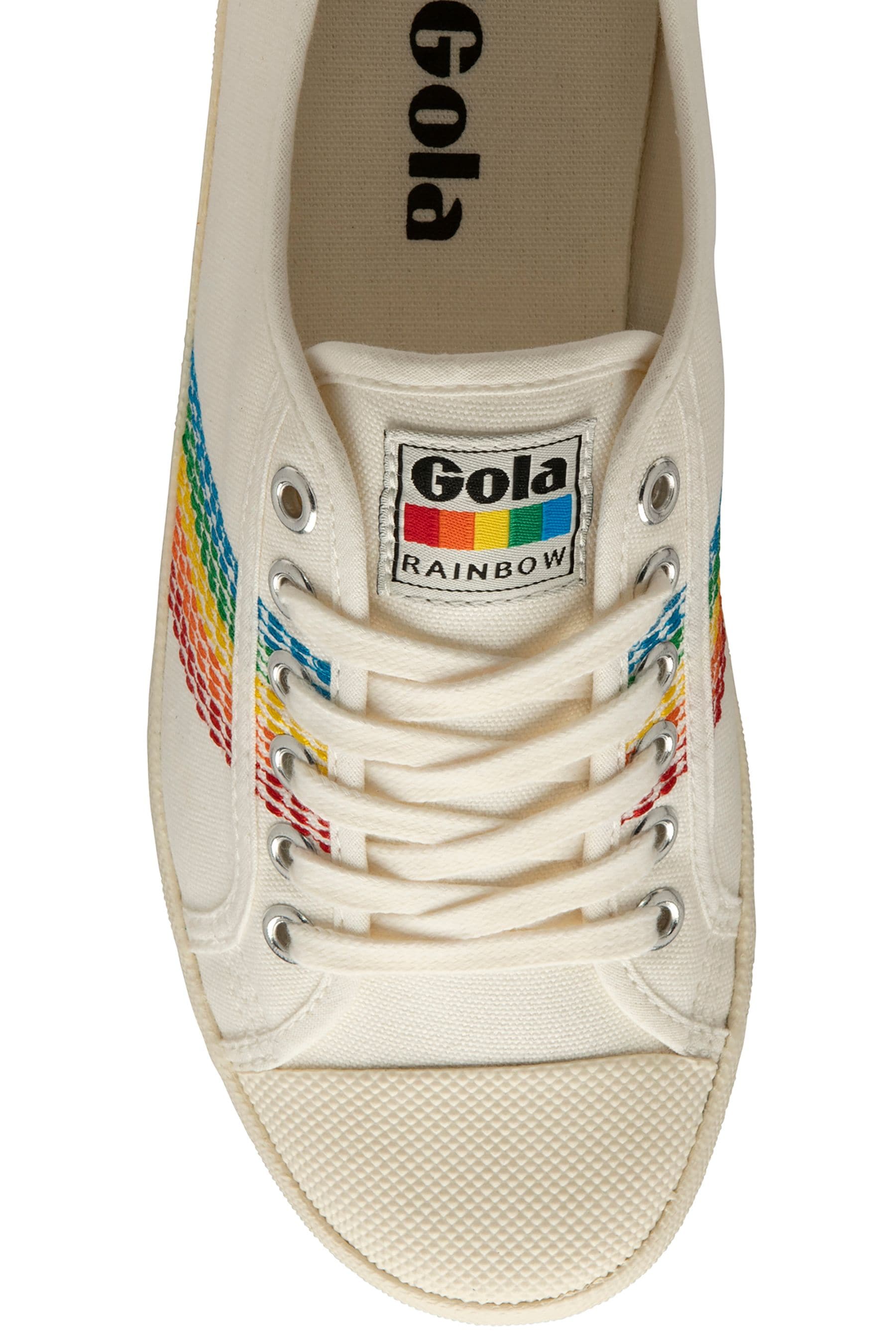 Buy Gola White Ladies Coaster Rainbow Stitch Canvas Lace Up Trainers from Next Luxembourg
