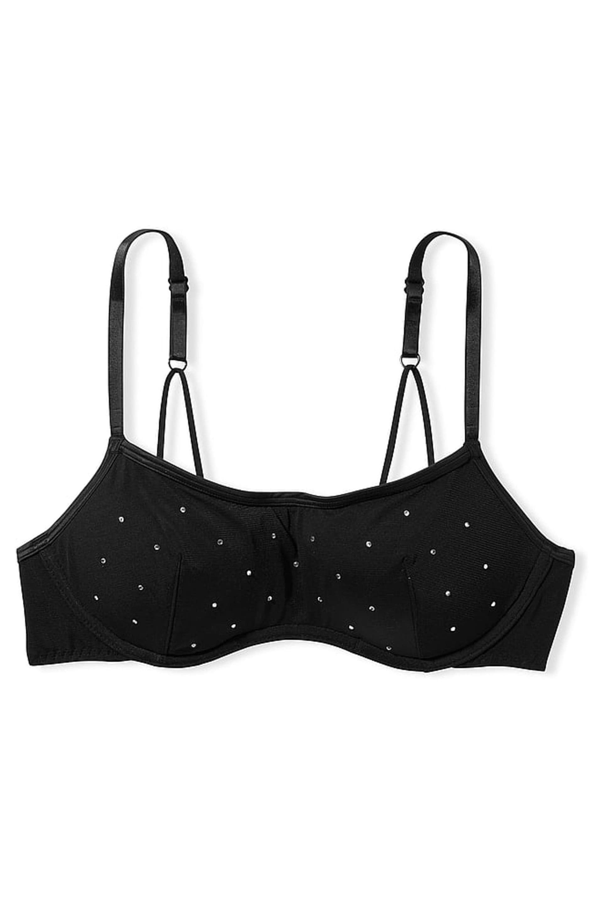 Victoria's Secret PINK Pure Black Shine Flocked Mesh Push Up Bralette - Image 3 of 4