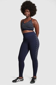 Victoria's Secret PINK Midnight Navy Blue Checkered Seamless Workout Legging Shine - Image 1 of 5