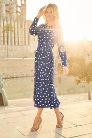 Sosandar Blue Spot Midi Shirt Dress - Image 5 of 5